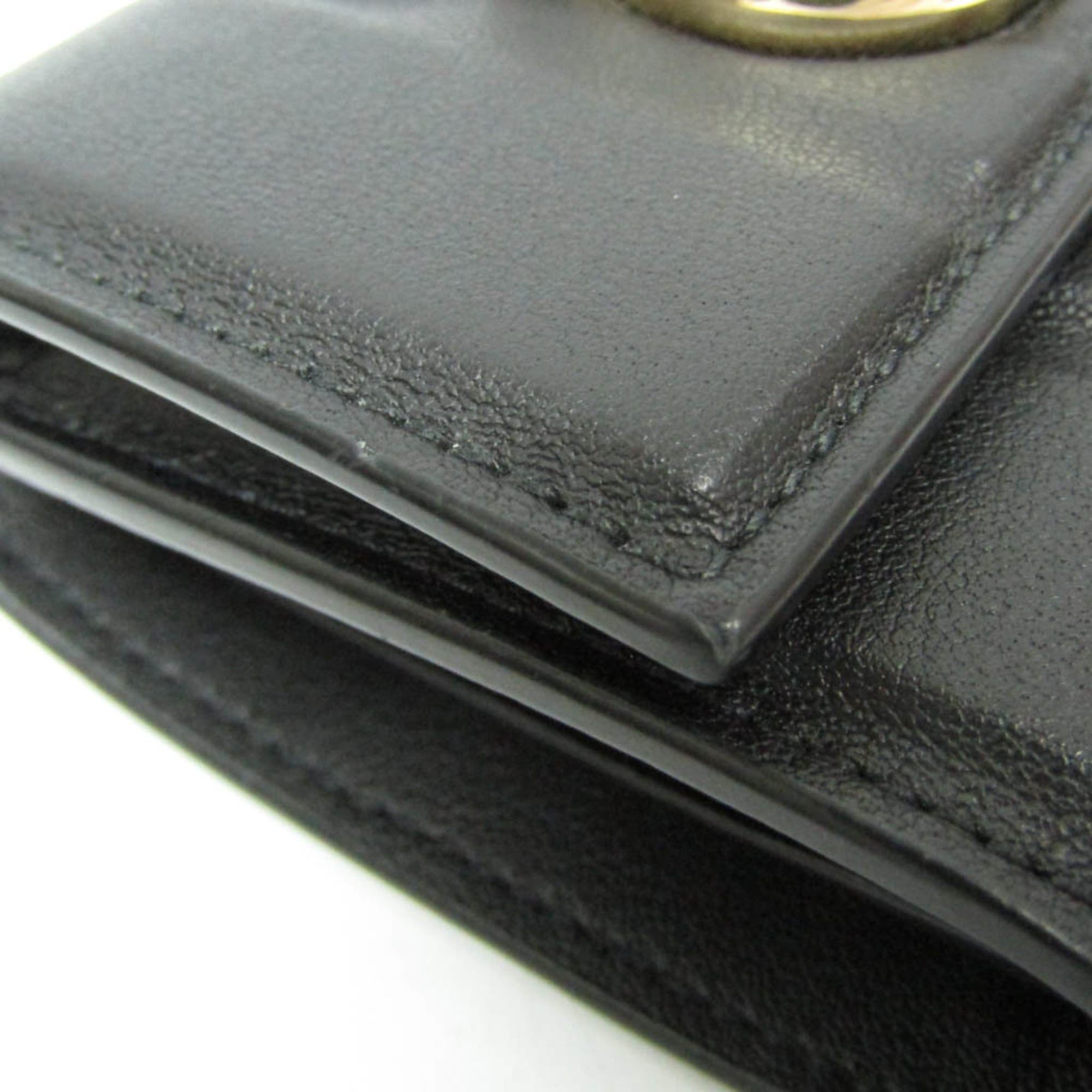 Salvatore Ferragamo Salvatore Ferragamo Gancini IY 22 0445 Women's Leather Wallet (tri-fold) Black Size ONE SIZE - 8 Thumbnail