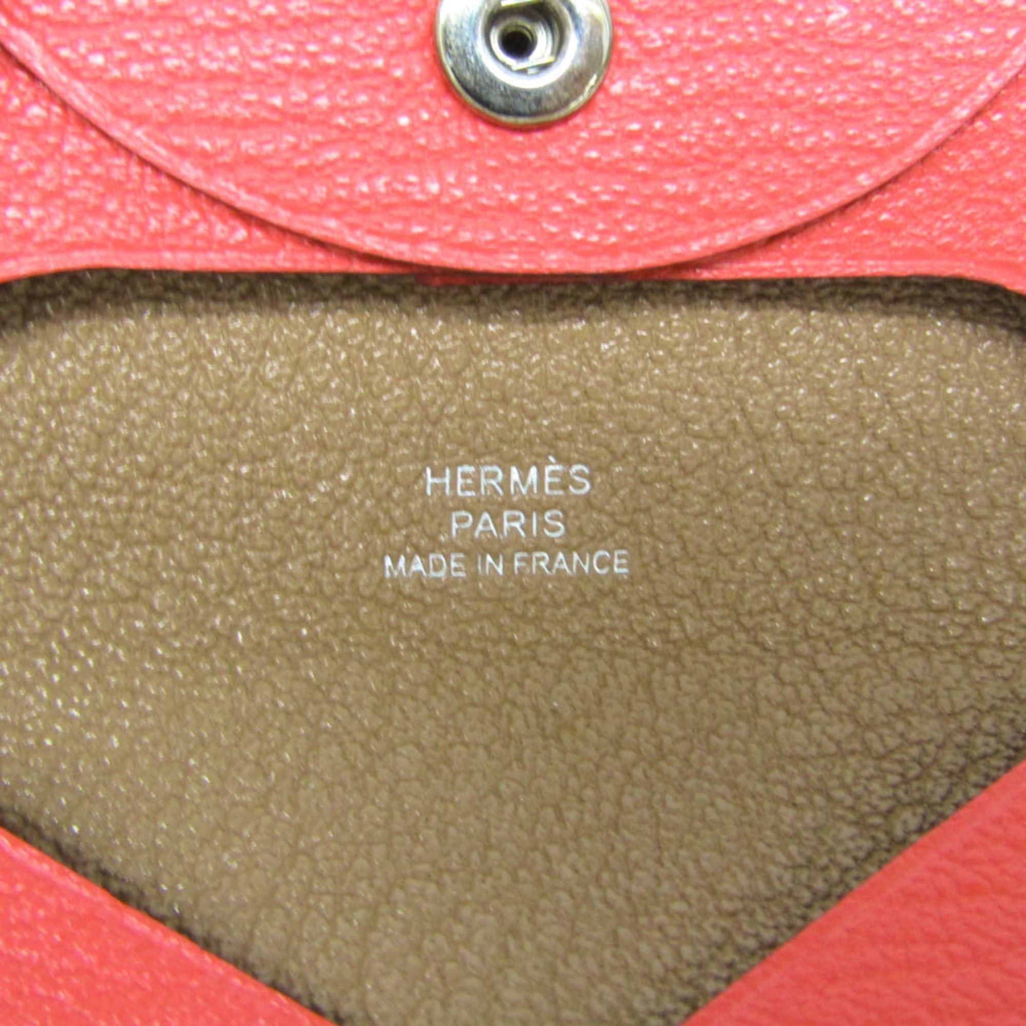 Hermes Hermes Bastia Verso Men,Women Chevre Leather Coin Purse/coin Case Beige,Pink Size ONE SIZE - 7 Thumbnail