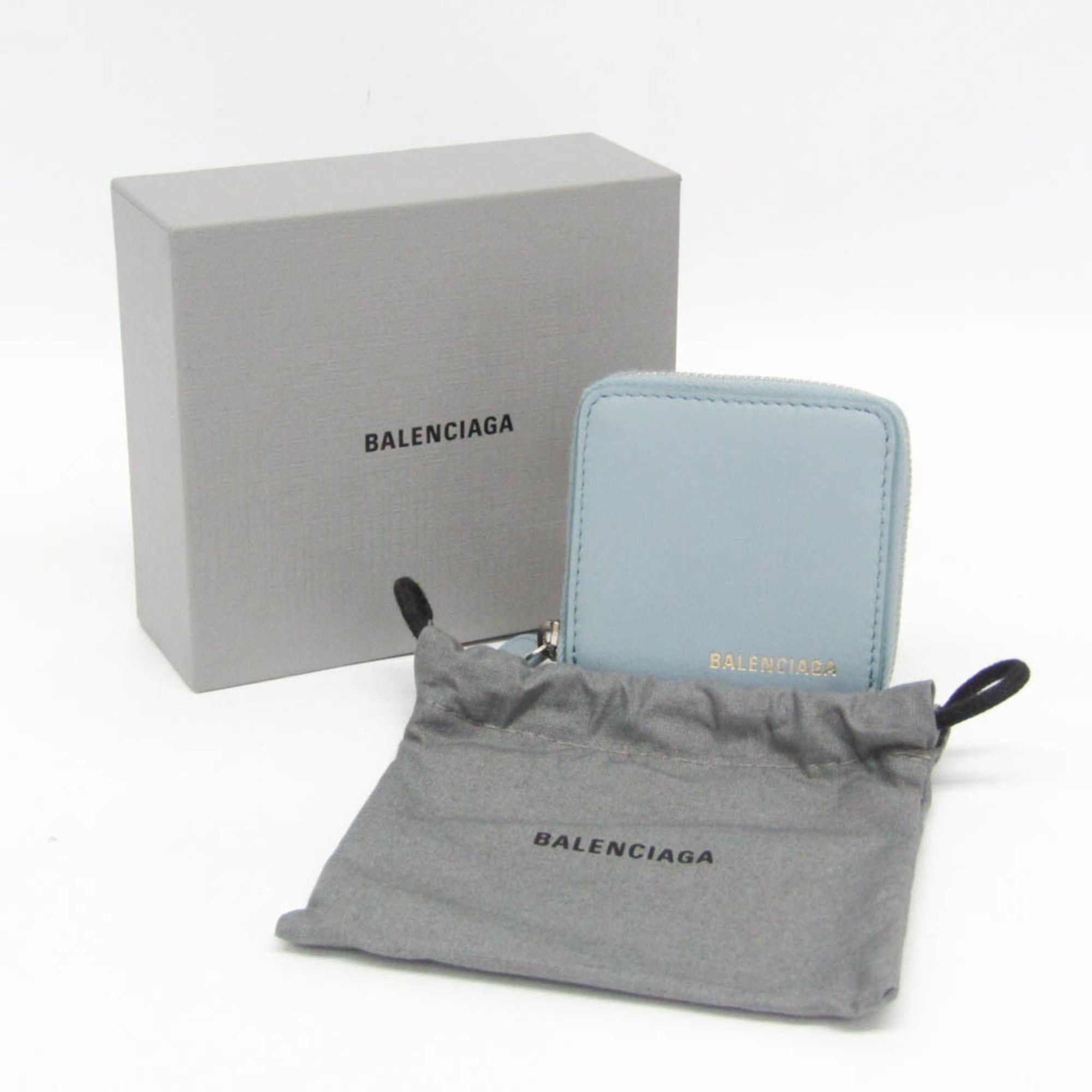 Balenciaga Balenciaga Ville 528926 Women,Men Leather Coin Purse/coin Case Light Blue Size ONE SIZE - 2 Thumbnail