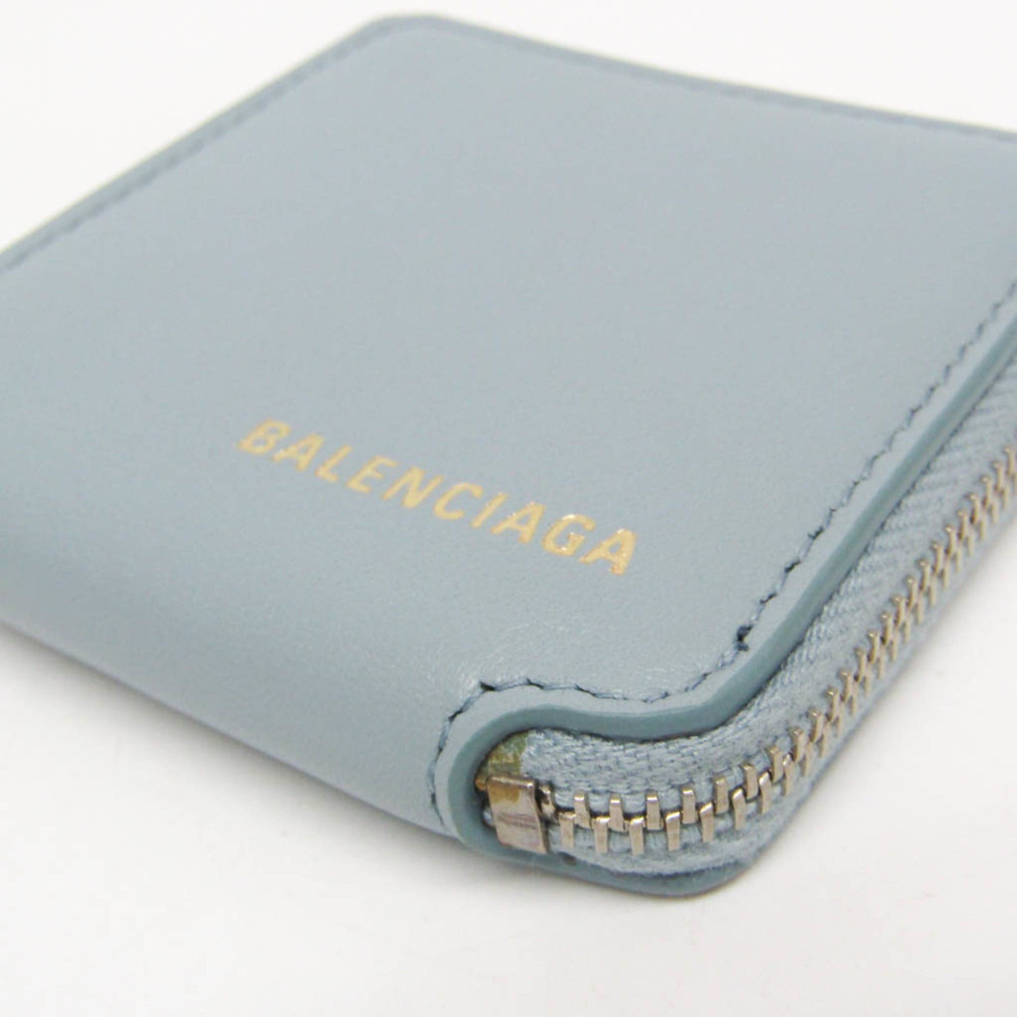 Balenciaga Balenciaga Ville 528926 Women,Men Leather Coin Purse/coin Case Light Blue Size ONE SIZE - 5 Thumbnail