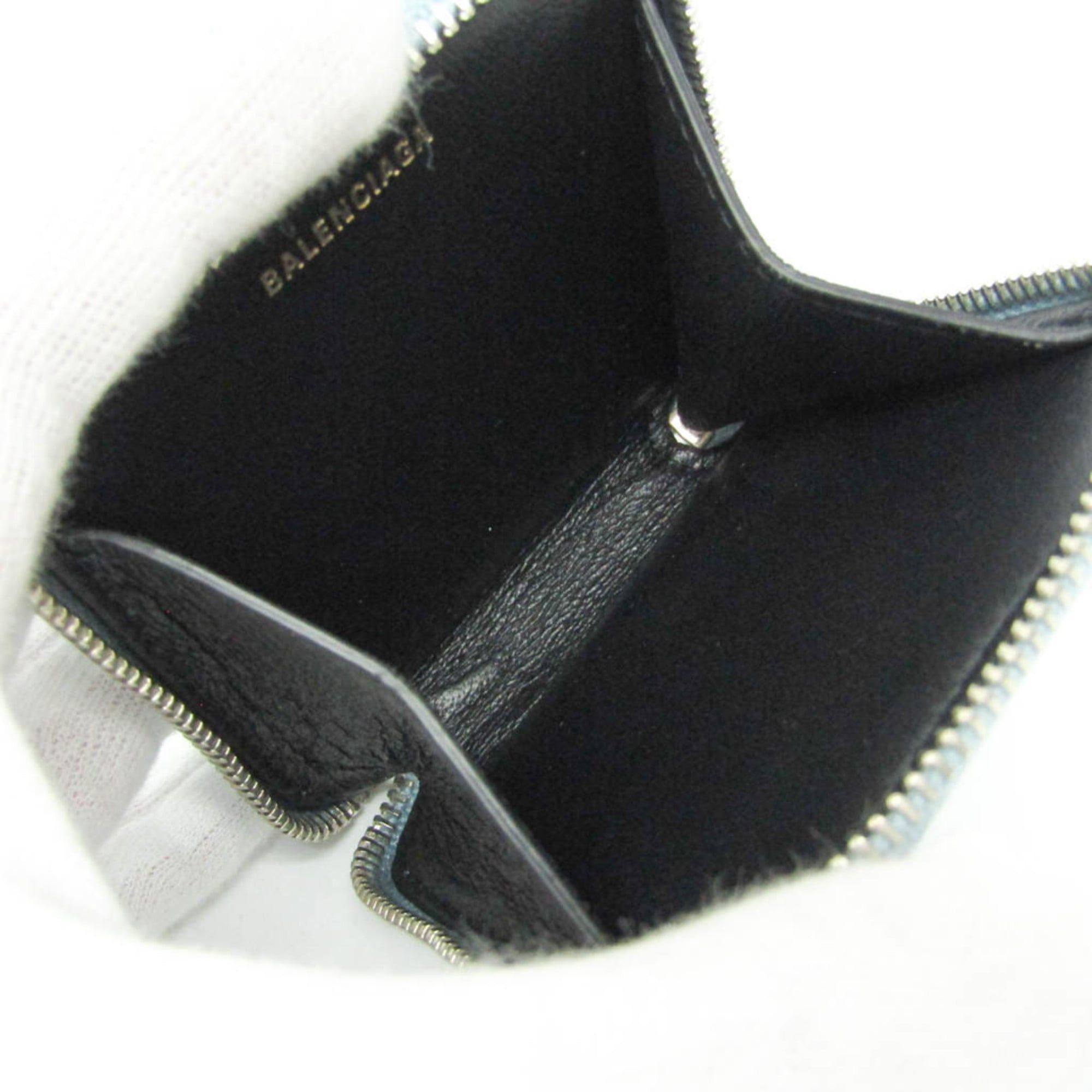 Balenciaga Balenciaga Ville 528926 Women,Men Leather Coin Purse/coin Case Light Blue Size ONE SIZE - 4 Thumbnail