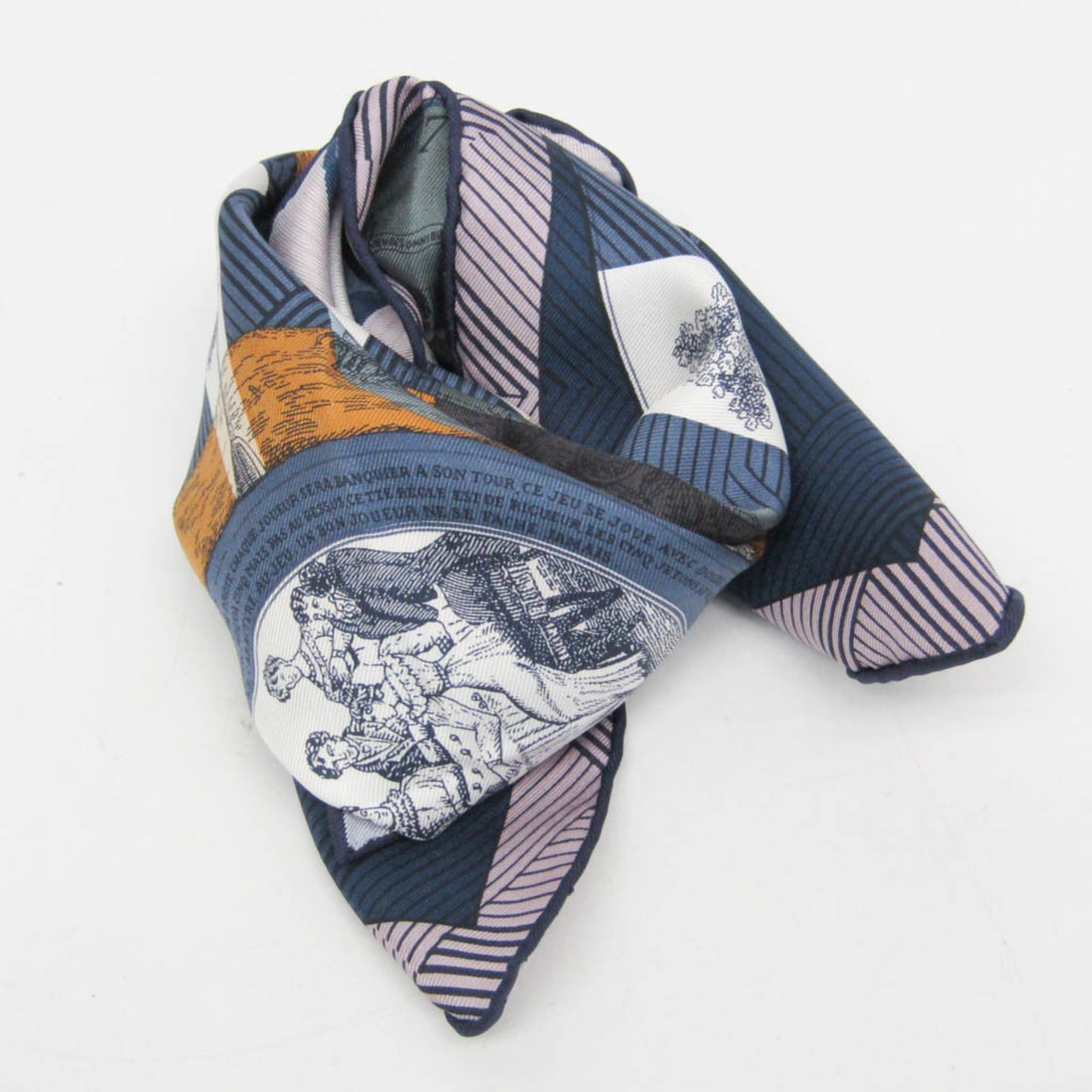 Hermes Hermes Carré 40 JEU DES OMNIBUS REMIX Women's Silk Scarf Blue,Green,Orange Size ONE SIZE - 3 Thumbnail