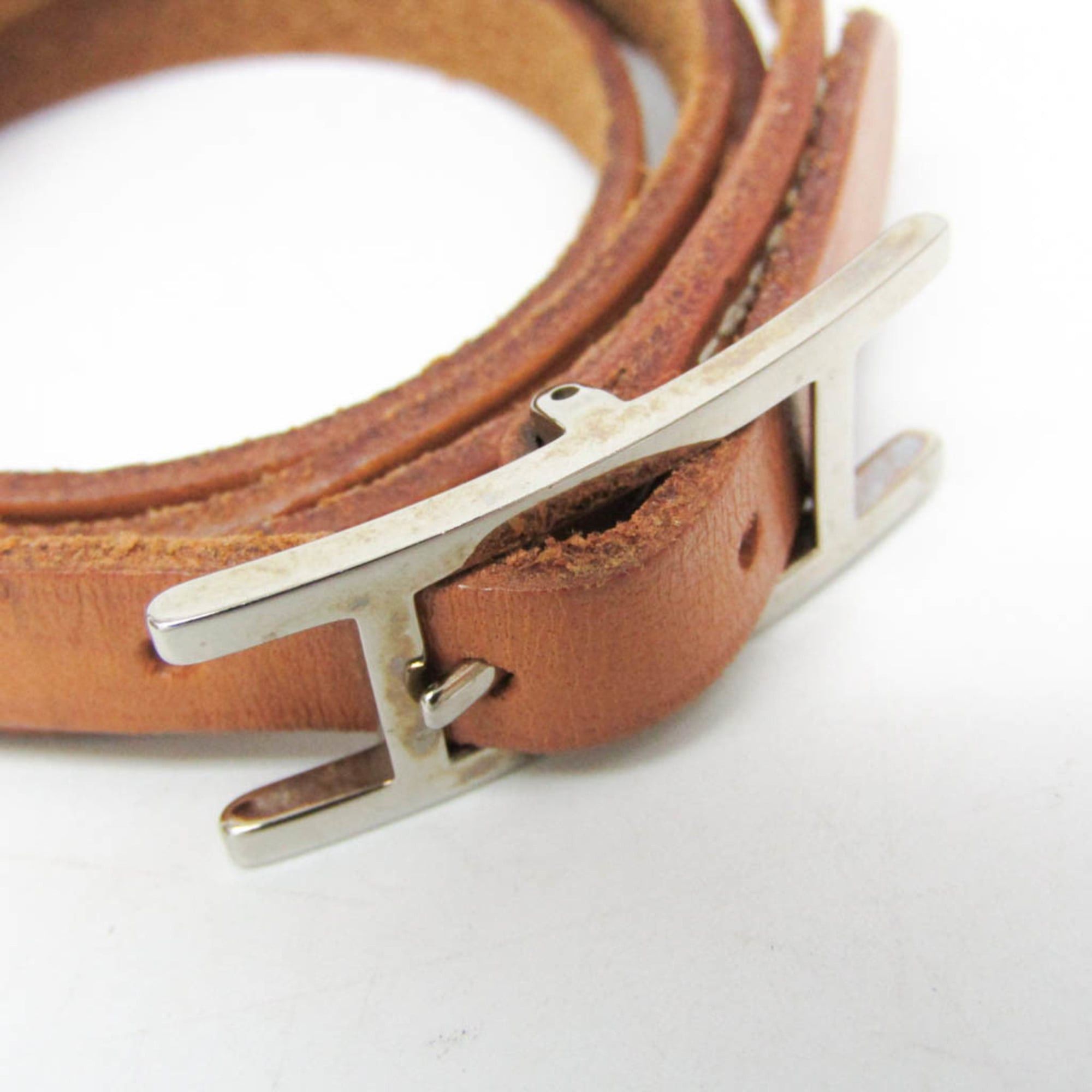 Hermes Hermes Hapi Choker Leather,Metal No Stone Bangle Silver,Black Size ONE SIZE - 4 Thumbnail