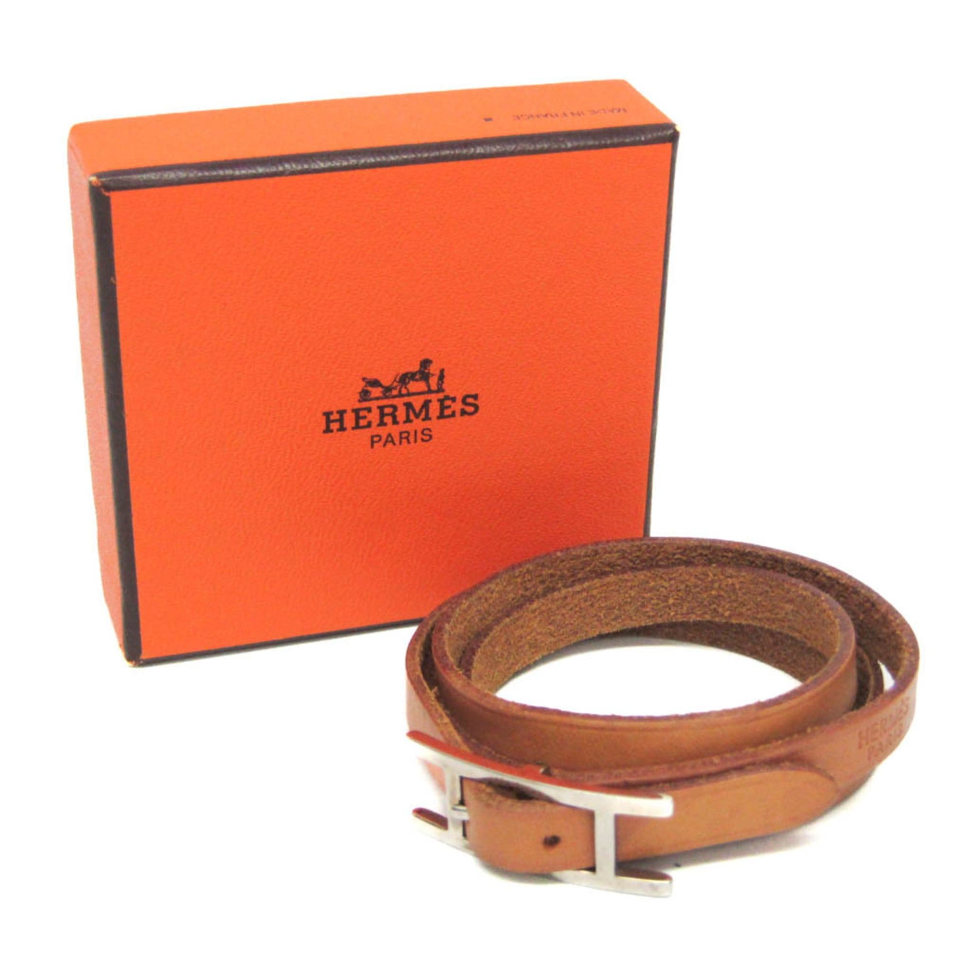 Hermes Hermes Hapi Choker Leather,Metal No Stone Bangle Silver,Black Size ONE SIZE - 2 Thumbnail