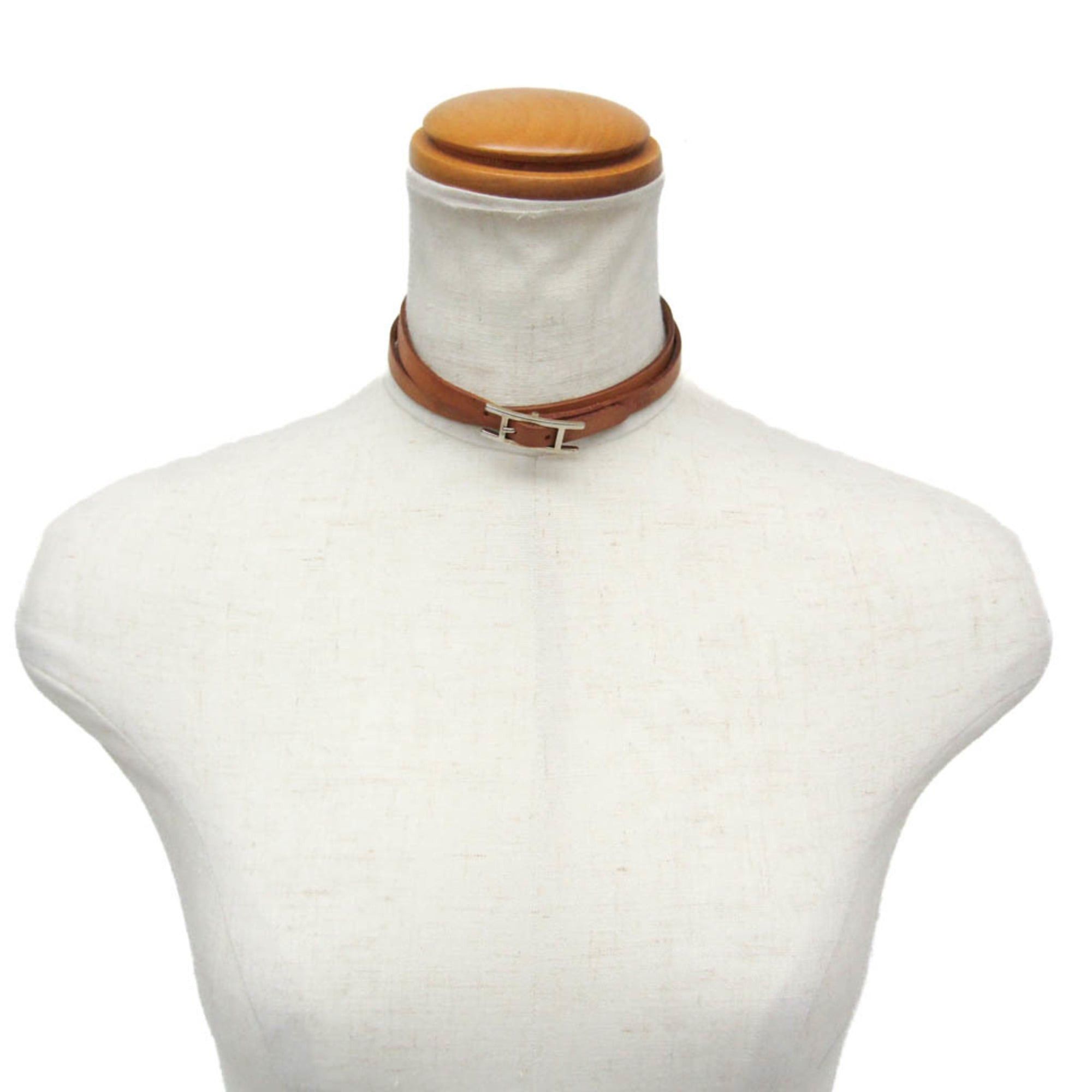 Hermes Hermes Hapi Choker Leather,Metal No Stone Bangle Silver,Black Size ONE SIZE - 11 Thumbnail