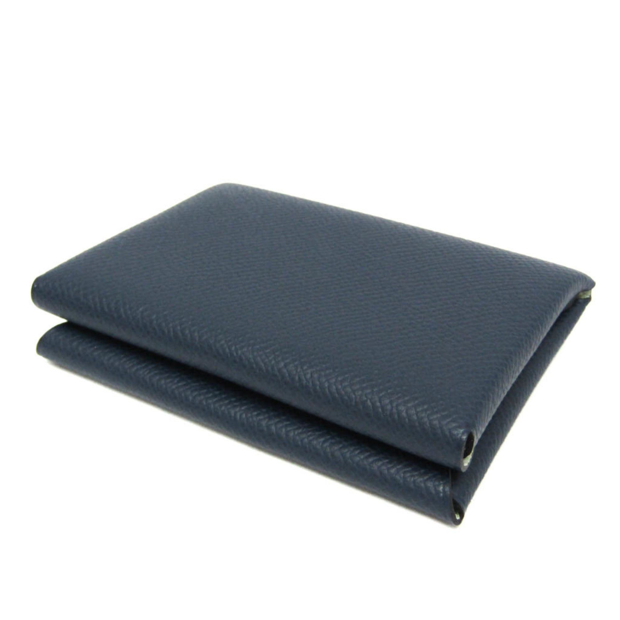 Hermes Hermes Calvi Duo Verso Epsom Leather Card Case Light Green,Navy Size ONE SIZE - 3 Thumbnail