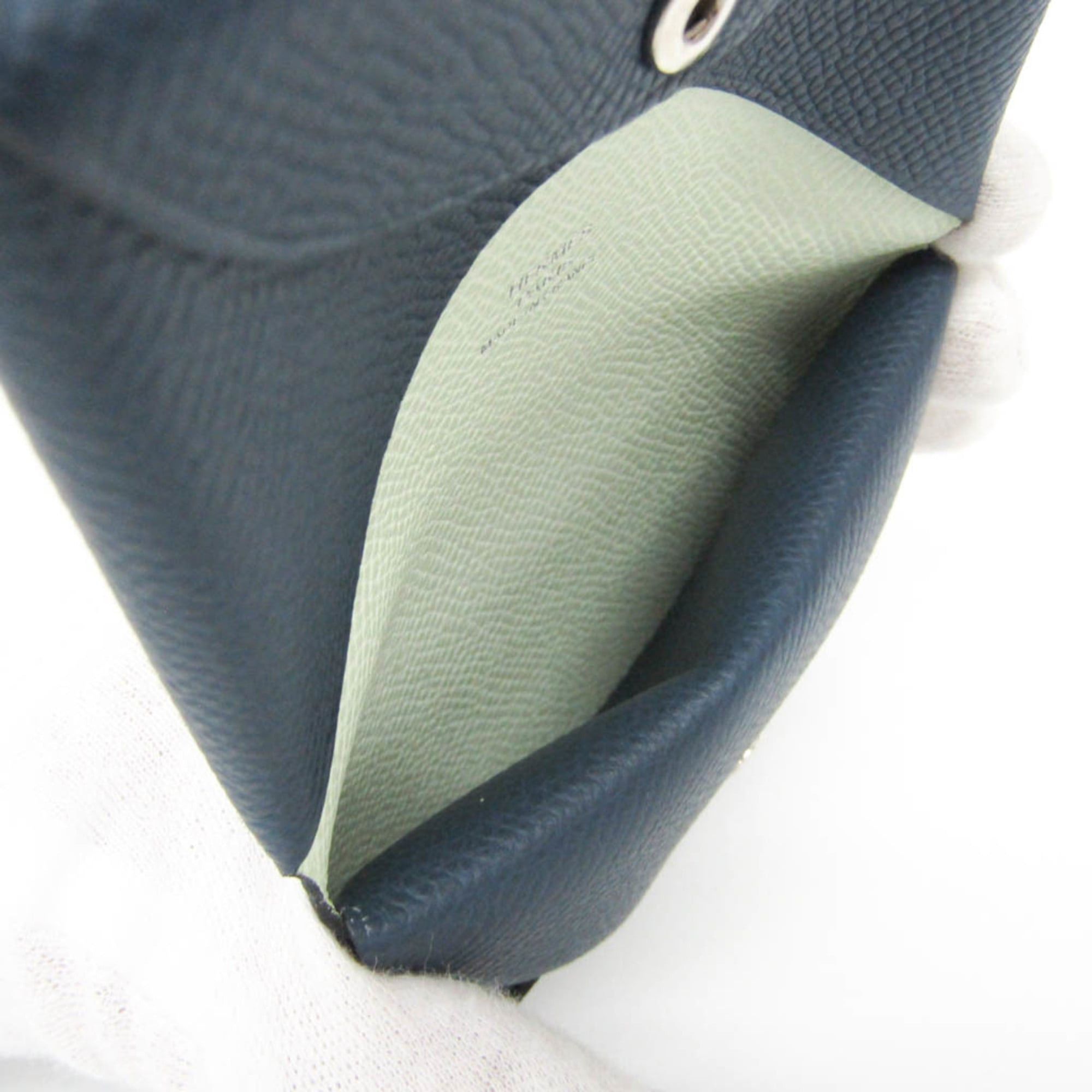 Hermes Hermes Calvi Duo Verso Epsom Leather Card Case Light Green,Navy Size ONE SIZE - 5 Thumbnail