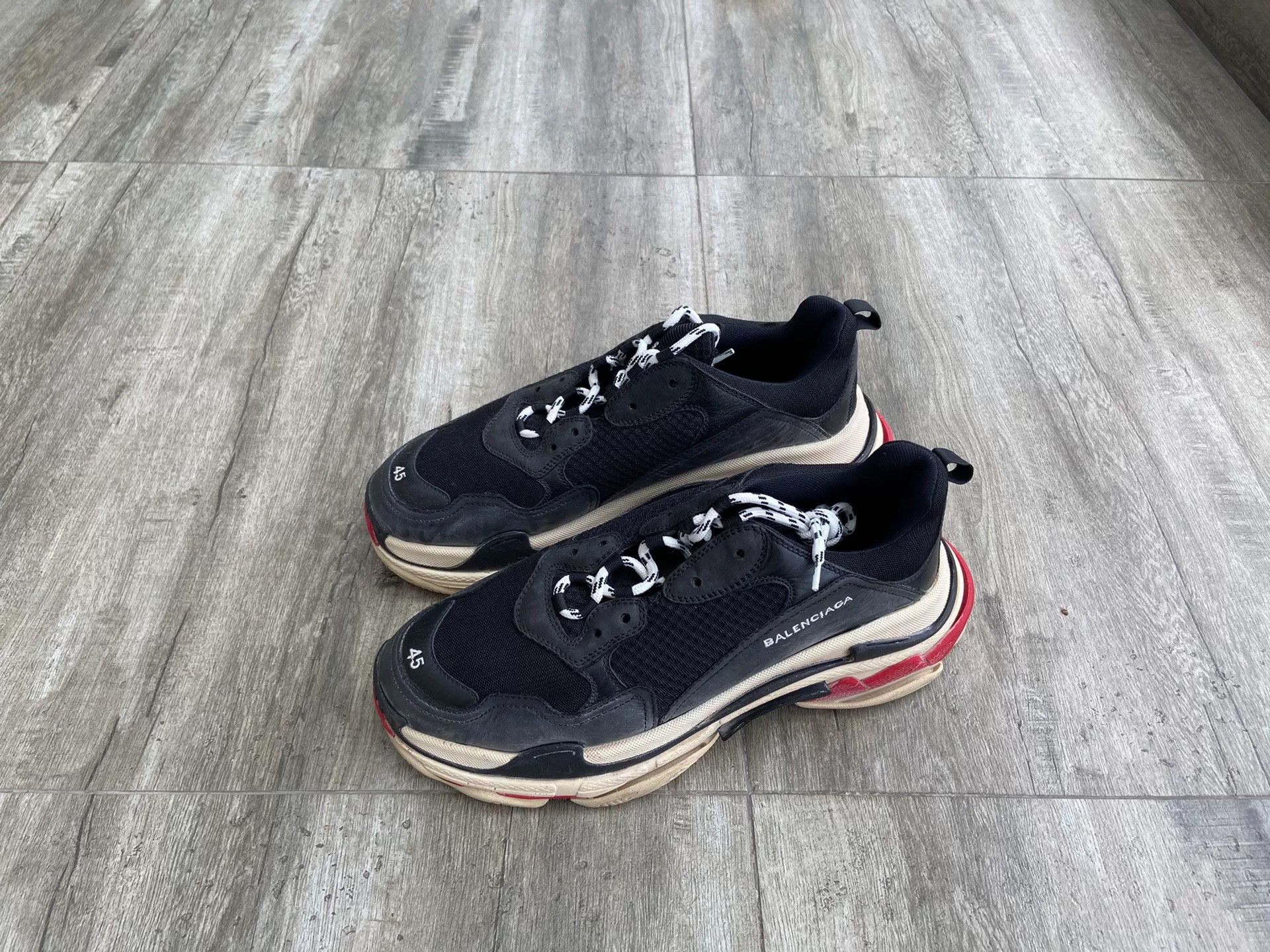 Balenciaga Balenciaga Triple S Black Red Sneakers Size 45 Size US 11 / EU 44 - 2 Thumbnail