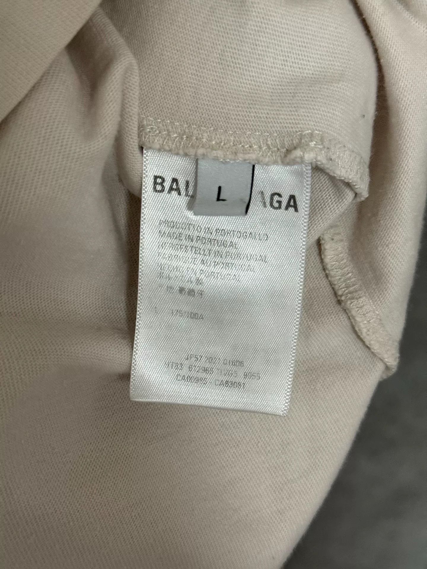 Balenciaga Balenciaga Beige Logo Short Sleeve Tee Size US L / EU 52-54 / 3 - 4 Thumbnail