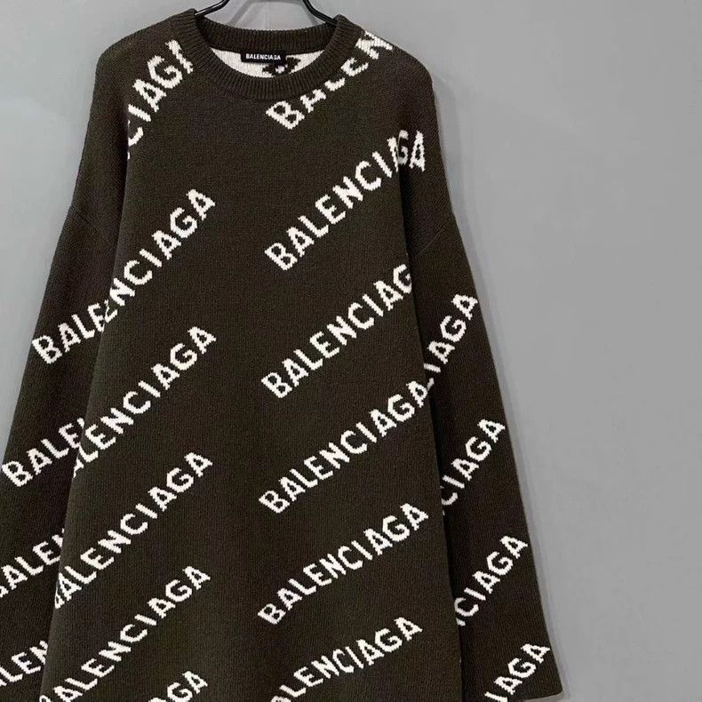 Balenciaga Balenciaga Brown Knit Logo Sweater Size US S / EU 44-46 / 1 - 2 Thumbnail