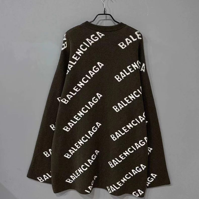 Balenciaga Balenciaga Brown Knit Logo Sweater Size US S / EU 44-46 / 1 - 3 Thumbnail