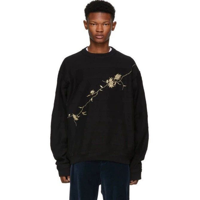 Haider Ackermann Haider Ackermann Black Floral Embroidered Sweatshirt Size US XS / EU 42 / 0 - 8 Thumbnail