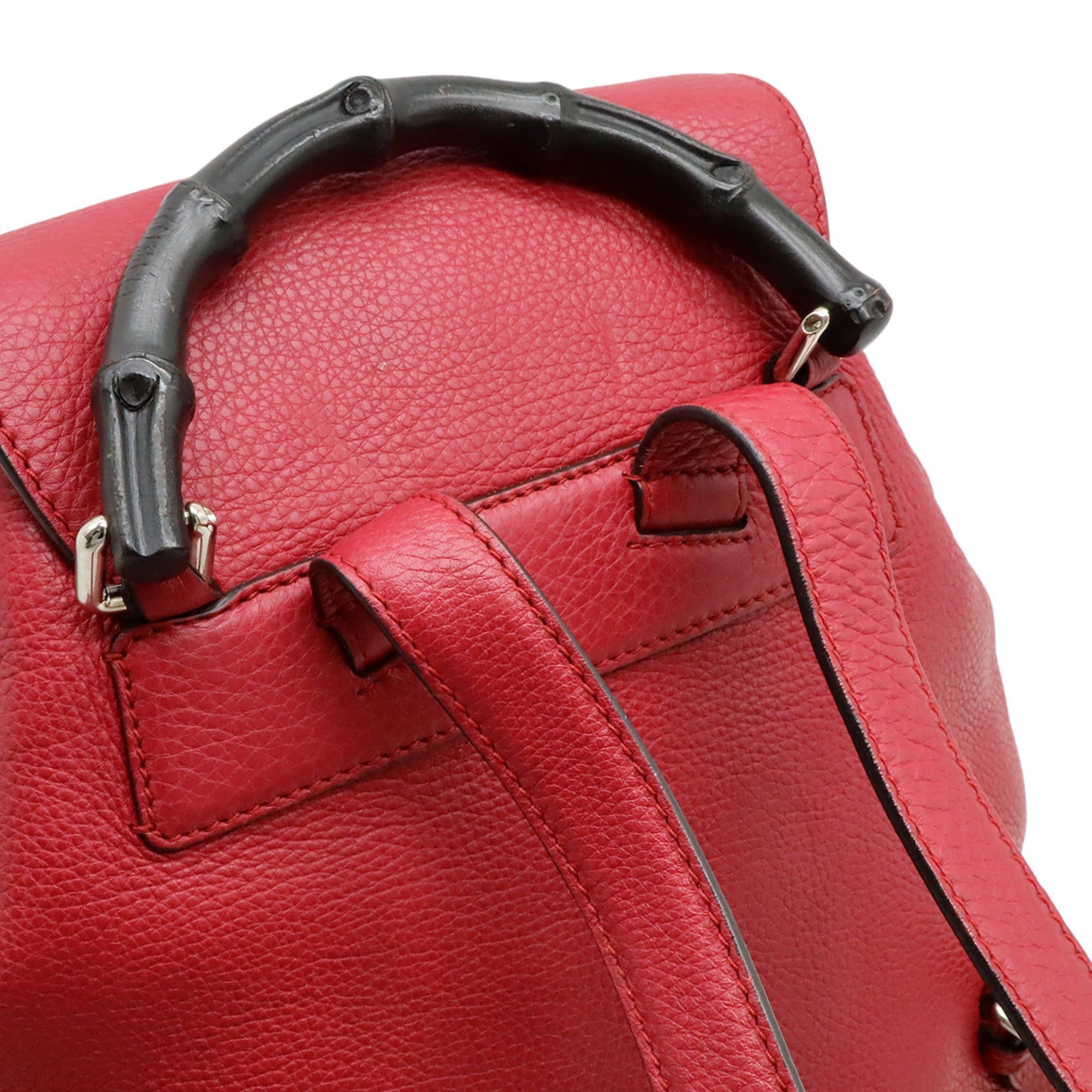 Gucci GUCCI Bamboo Backpack, Shoulder Bag with Tassel, Leather, Fuchsia Pink, 370833 Size ONE SIZE - 5 Thumbnail