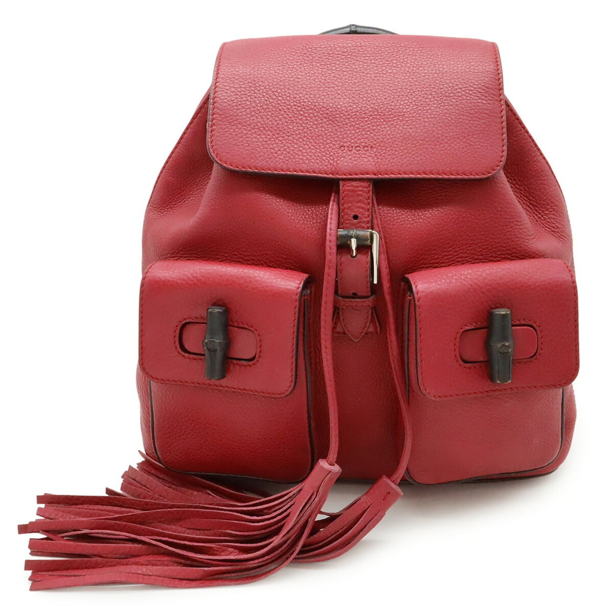 Gucci GUCCI Bamboo Backpack, Shoulder Bag with Tassel, Leather, Fuchsia Pink, 370833 Size ONE SIZE - 2 Thumbnail