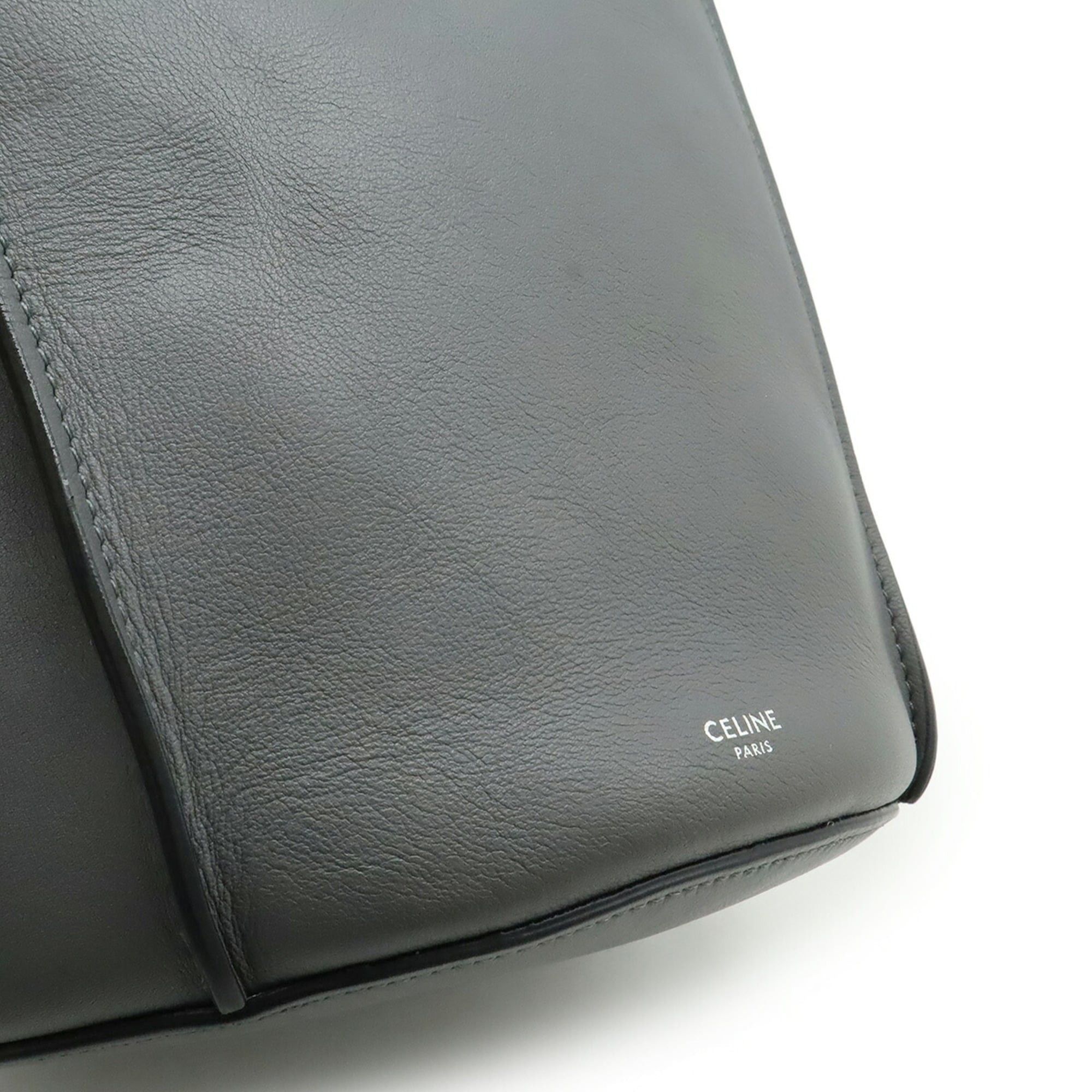 Celine CELINE Big Bucket Shoulder Bag, Calfskin Leather, Gray, 183343 Size ONE SIZE - 9 Thumbnail