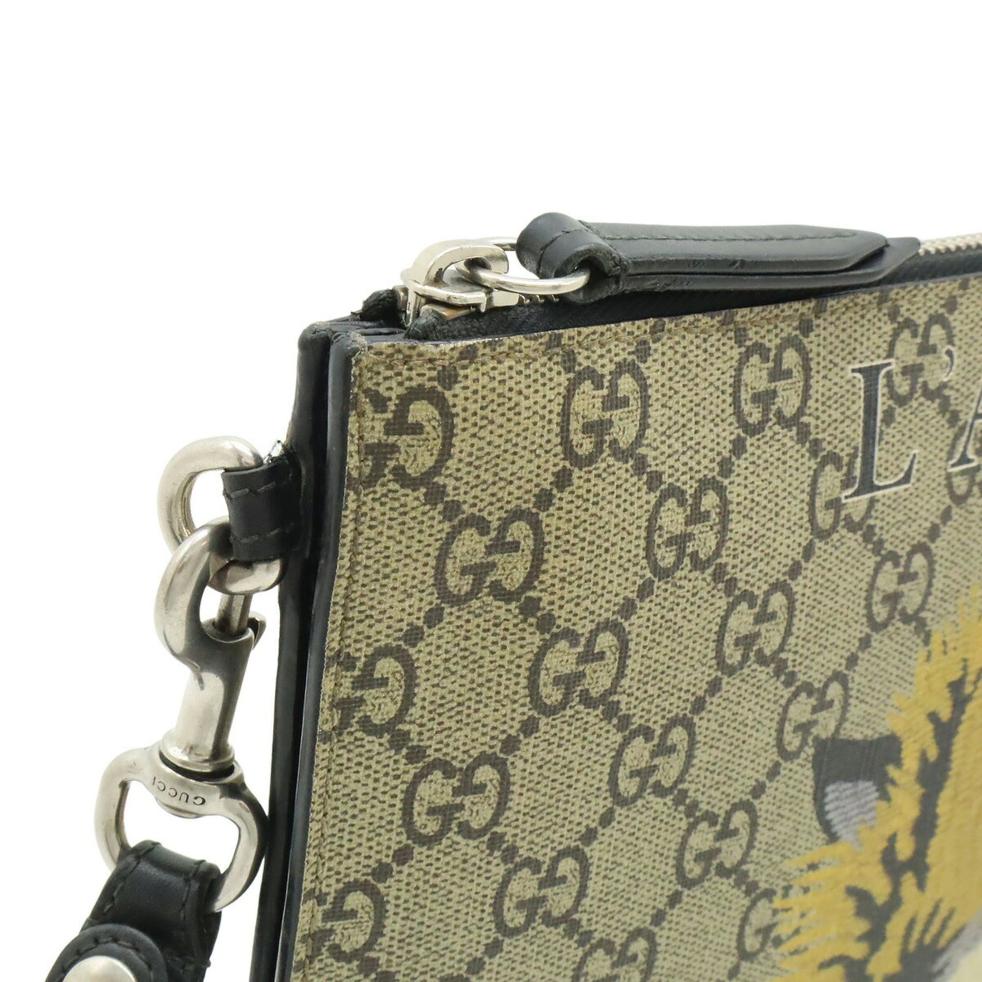 Gucci GUCCI GG Supreme Clutch Bag/Second Bag Tiger Print PVC Leather Khaki Beige Multicolor 473904 Size ONE SIZE - 5 Thumbnail
