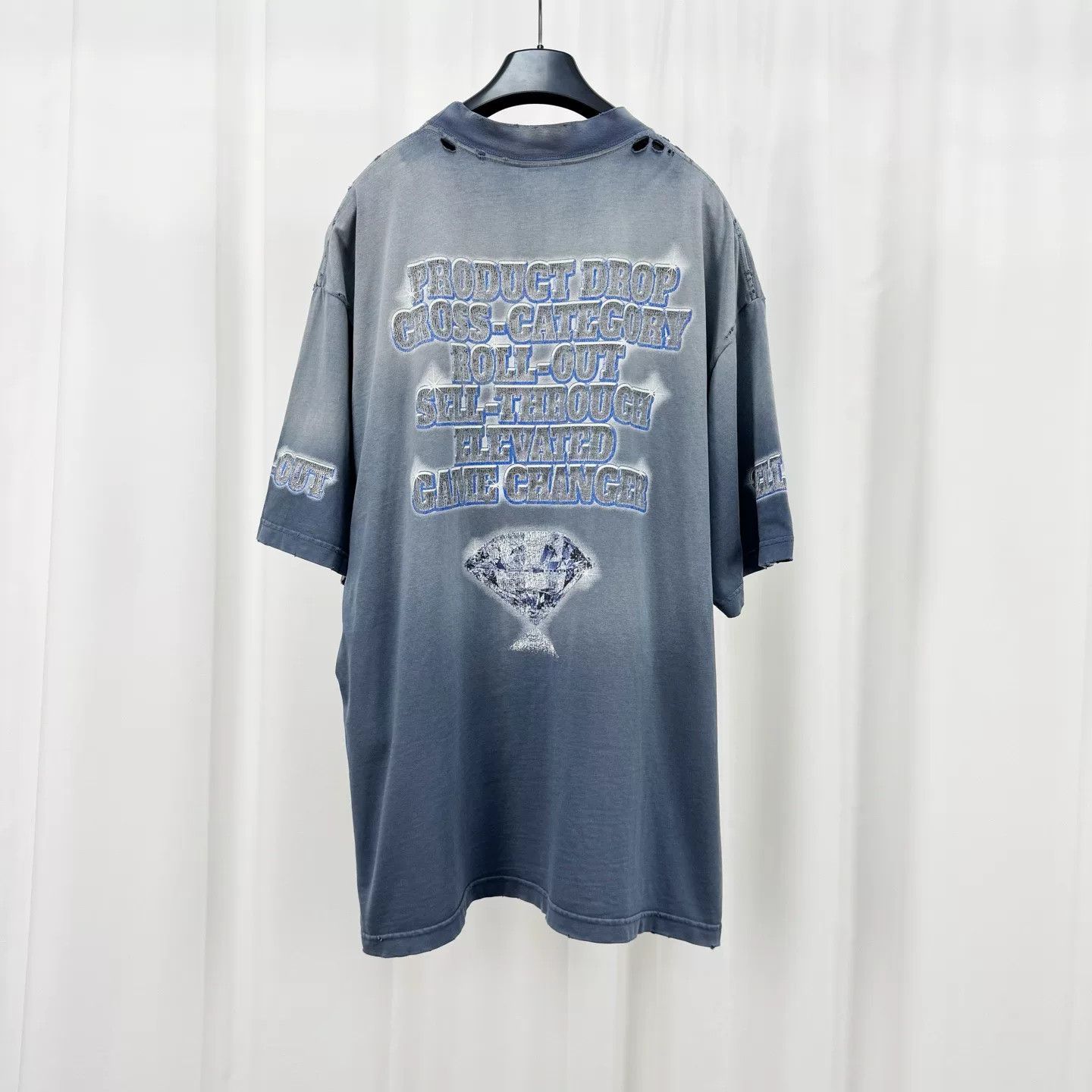Balenciaga Balenciaga Diamond Water Destroyed Tee Size US M / EU 48-50 / 2 - 2 Thumbnail