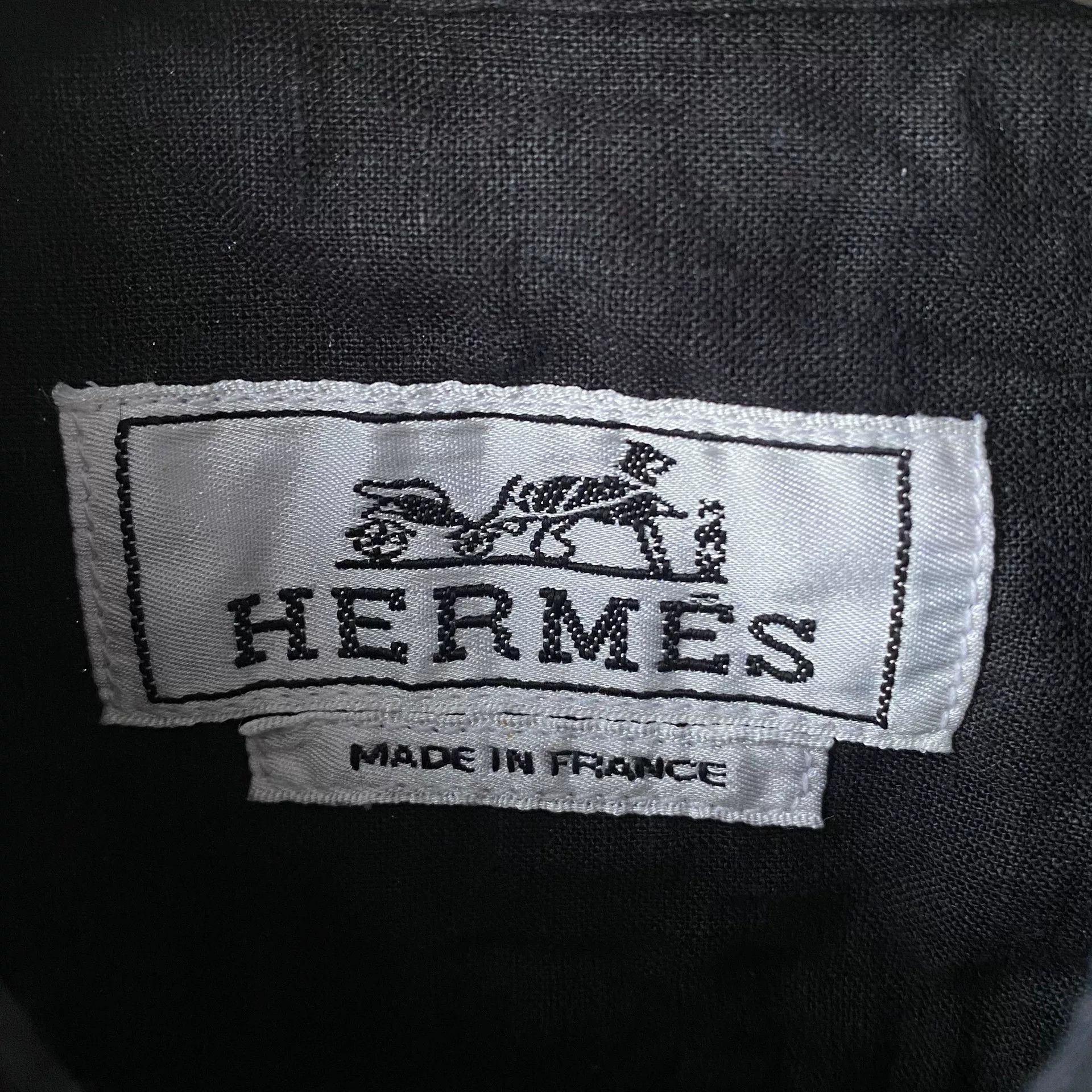 Hermes Hermes Black Linen Stitch Stripe Shirt Size US M / EU 48-50 / 2 - 3 Thumbnail