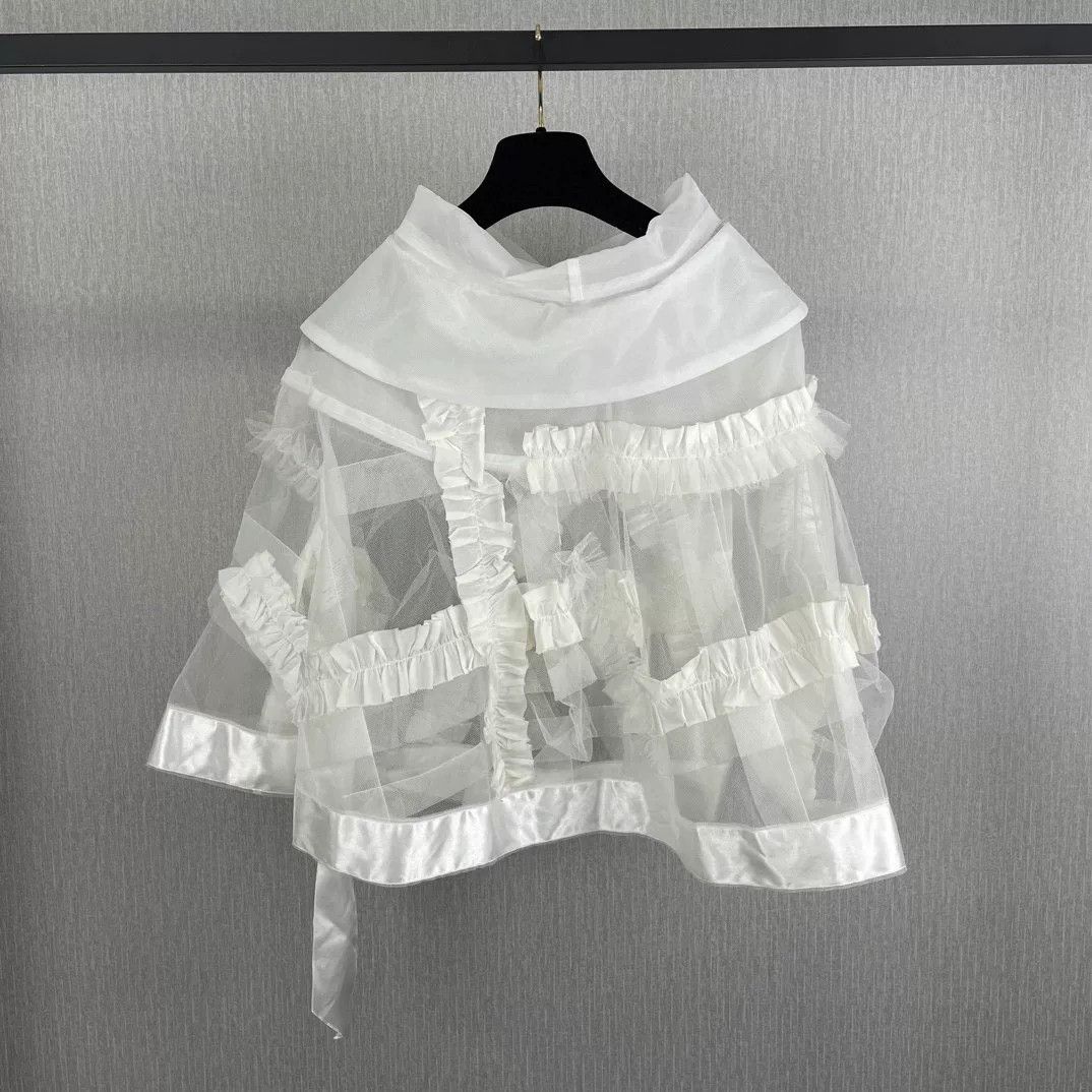 Comme des Garcons COMME des garcons White Lace Cape Coat Size US M / EU 48-50 / 2 - 3 Thumbnail