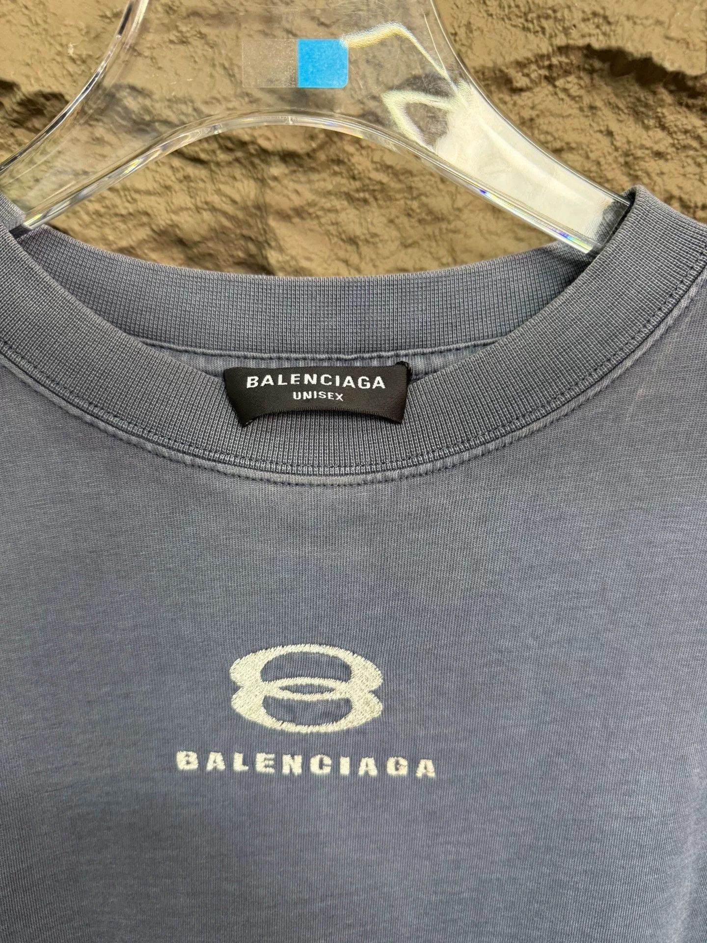Balenciaga Balenciaga Distressed Light Blue T-Shirt Size US M / EU 48-50 / 2 - 3 Thumbnail