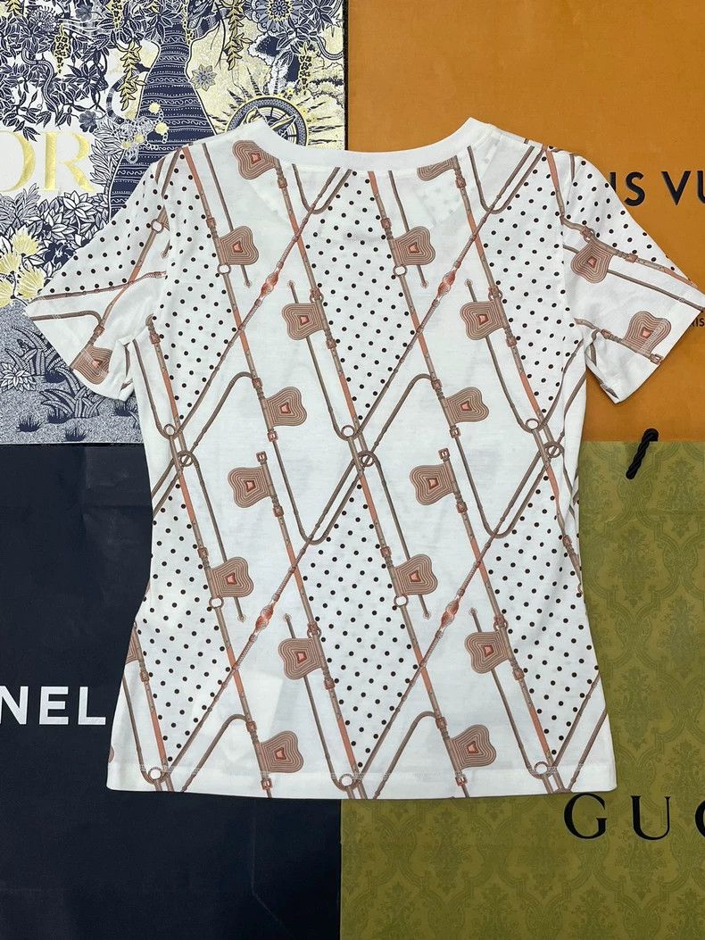Hermes Hermes White Printed Short Sleeve T-shirt Size US M / EU 48-50 / 2 - 3 Thumbnail