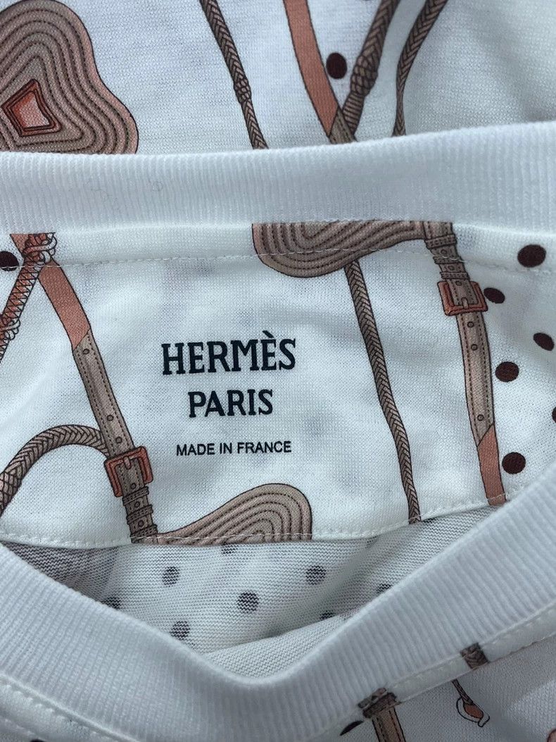 Hermes Hermes White Printed Short Sleeve T-shirt Size US M / EU 48-50 / 2 - 4 Thumbnail