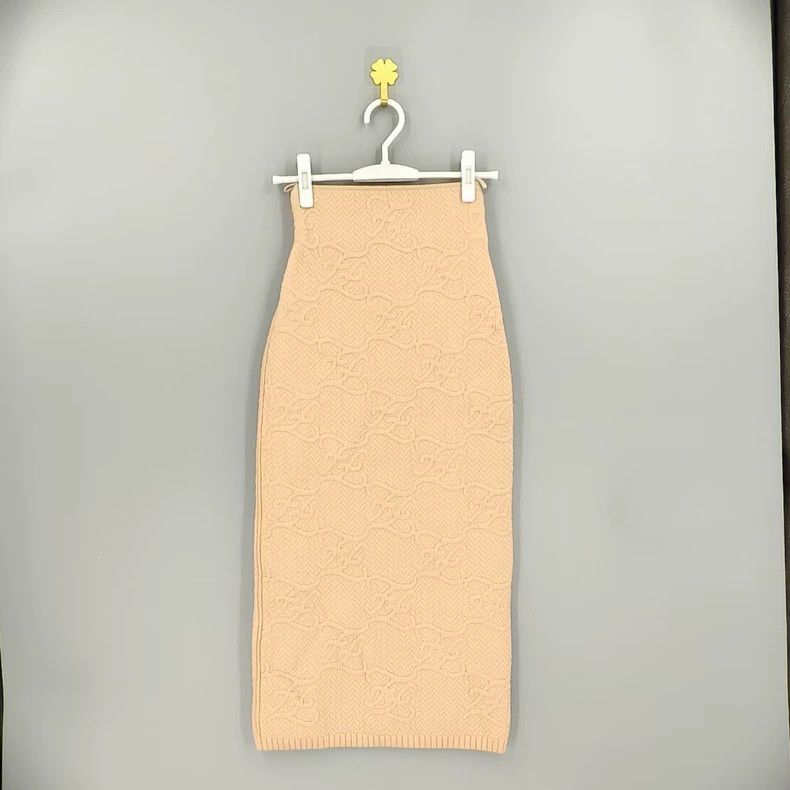 Fendi FENDI Beige Logo Print Long Skirt Size US 36 / EU 52 - 2 Thumbnail