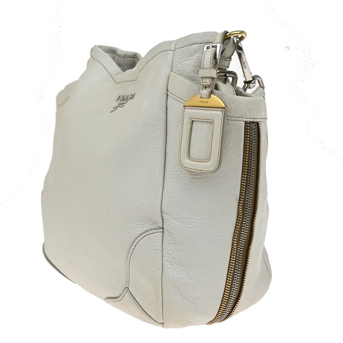 Prada Prada Side Pocket Zip Hobo Vitello Daino Size ONE SIZE - 3 Thumbnail