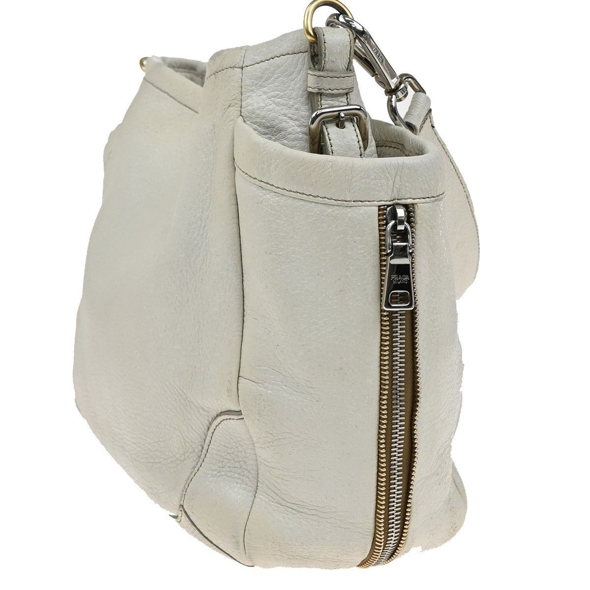 Prada Prada Side Pocket Zip Hobo Vitello Daino Size ONE SIZE - 4 Thumbnail