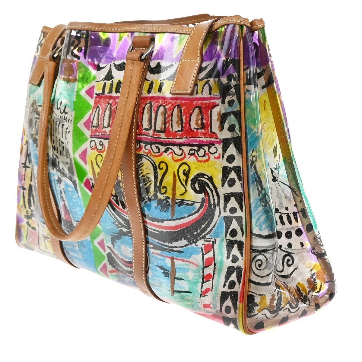 Prada Prada Venice Belted Tote Printed Canvas and Leather Size ONE SIZE - 4 Thumbnail