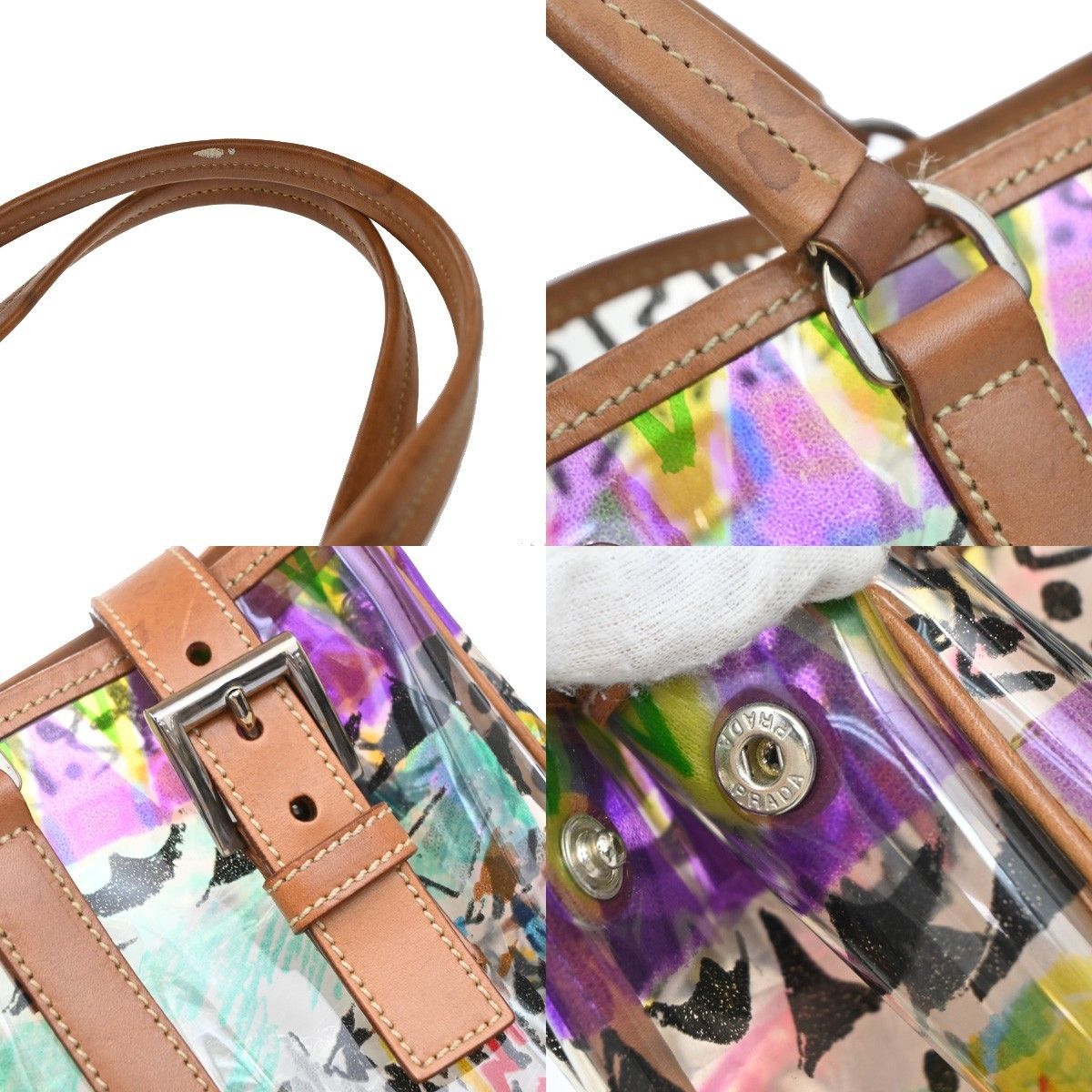 Prada Prada Venice Belted Tote Printed Canvas and Leather Size ONE SIZE - 8 Thumbnail