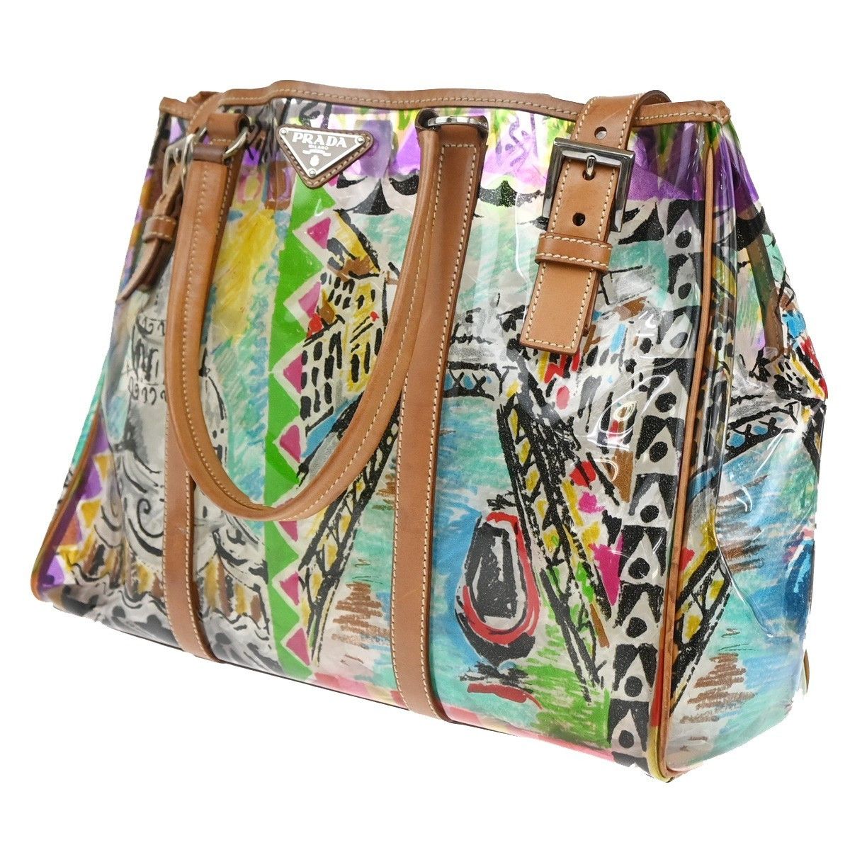 Prada Prada Venice Belted Tote Printed Canvas and Leather Size ONE SIZE - 3 Thumbnail