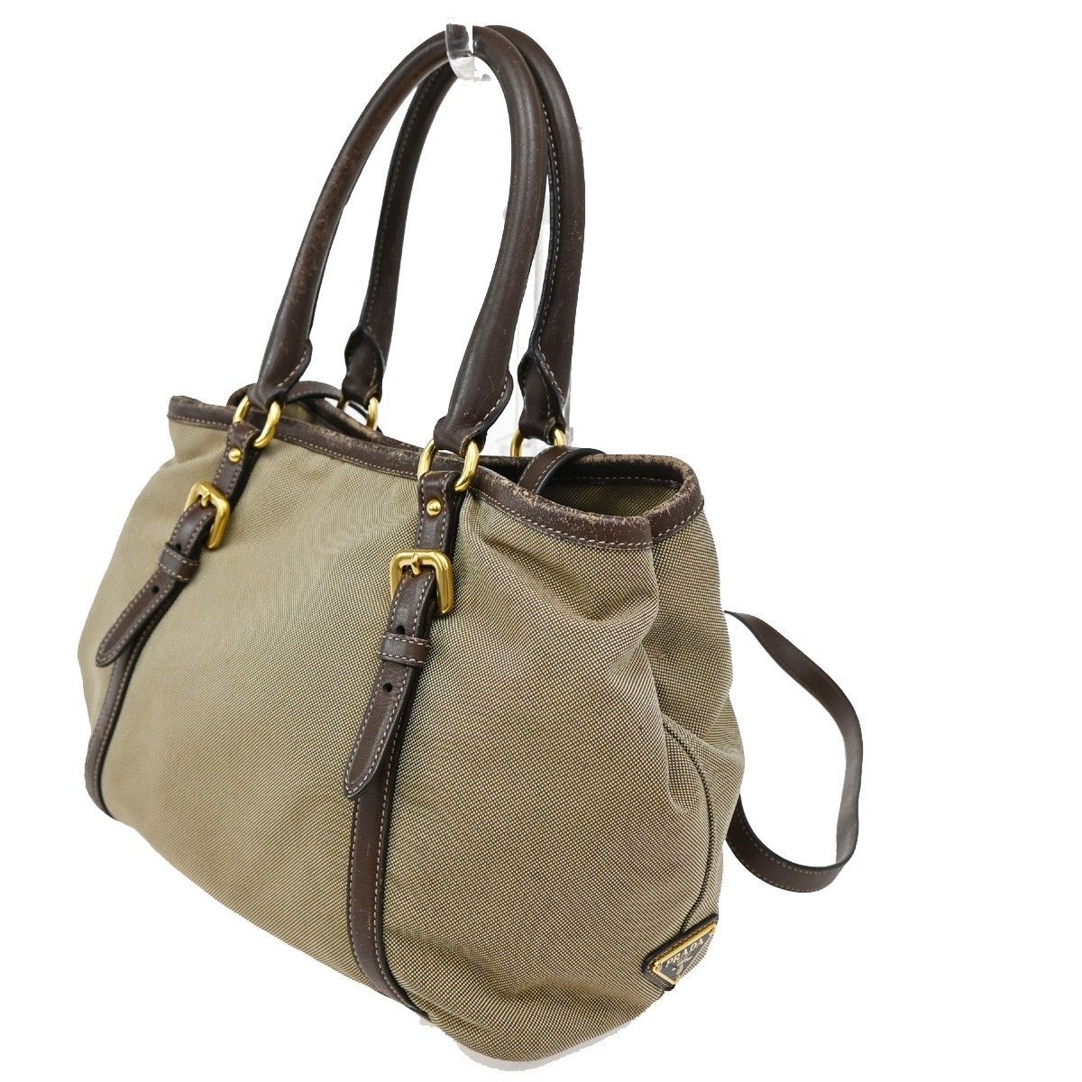 Prada Prada Logo Convertible Tote Canvas with Leather Size ONE SIZE - 4 Thumbnail