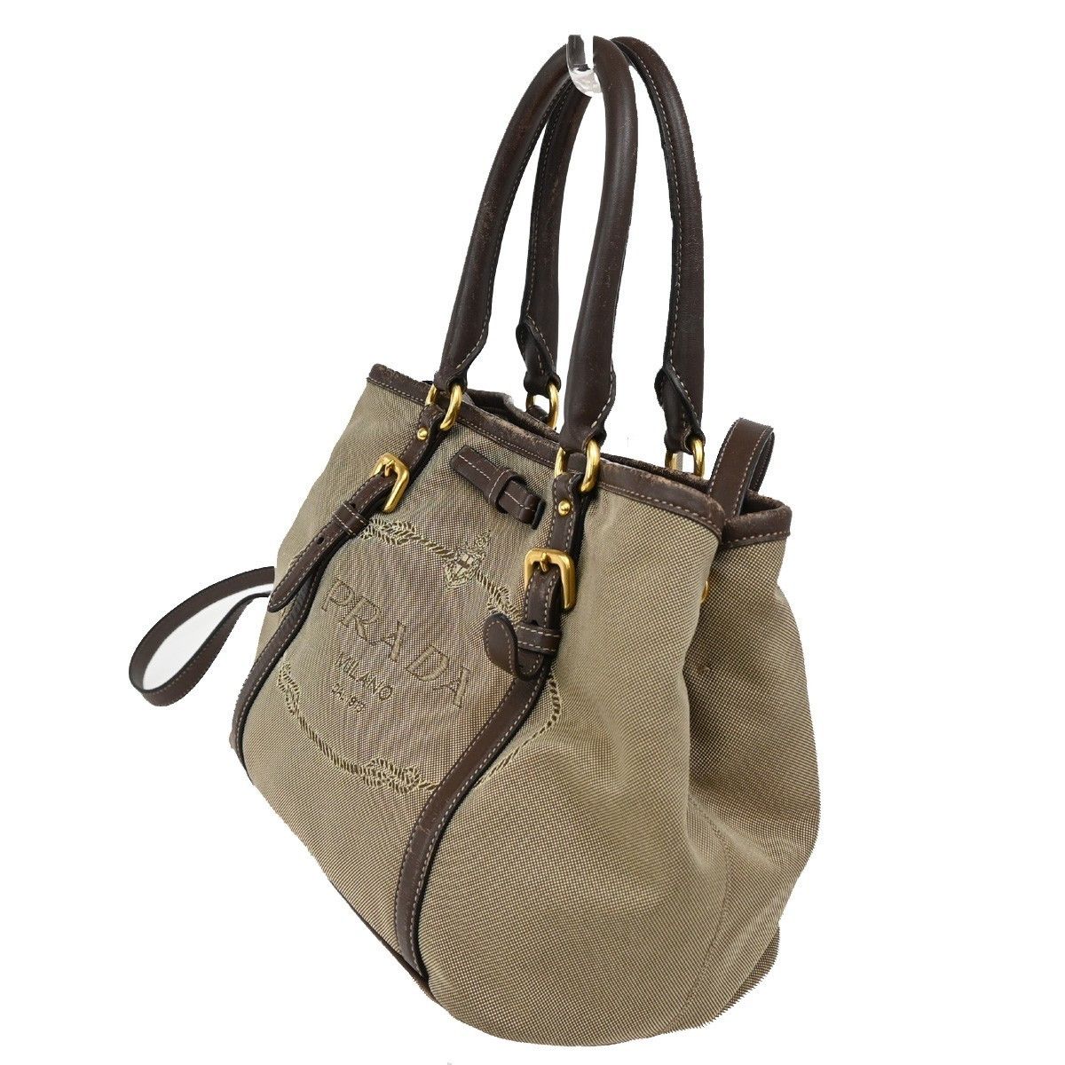 Prada Prada Logo Convertible Tote Canvas with Leather Size ONE SIZE - 3 Thumbnail