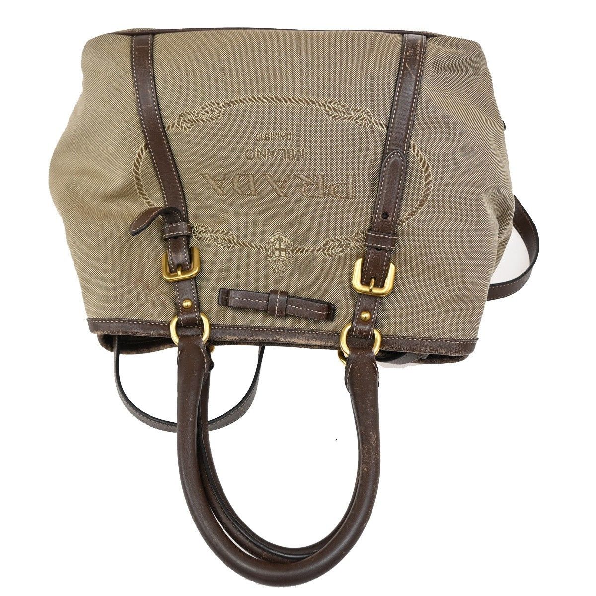 Prada Prada Logo Convertible Tote Canvas with Leather Size ONE SIZE - 8 Thumbnail