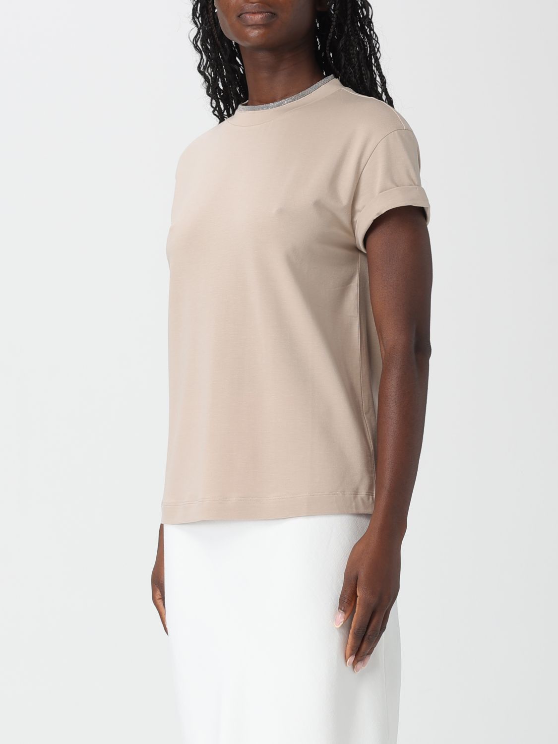 Brunello Cucinelli Brunello Cucinelli T-Shirt Woman Beige Size S / US 4 / IT 40 - 4 Thumbnail