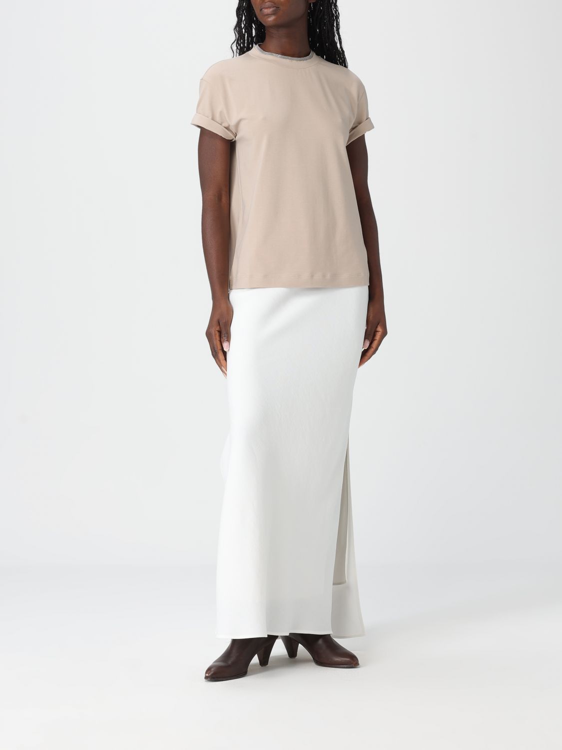 Brunello Cucinelli Brunello Cucinelli T-Shirt Woman Beige Size S / US 4 / IT 40 - 2 Thumbnail