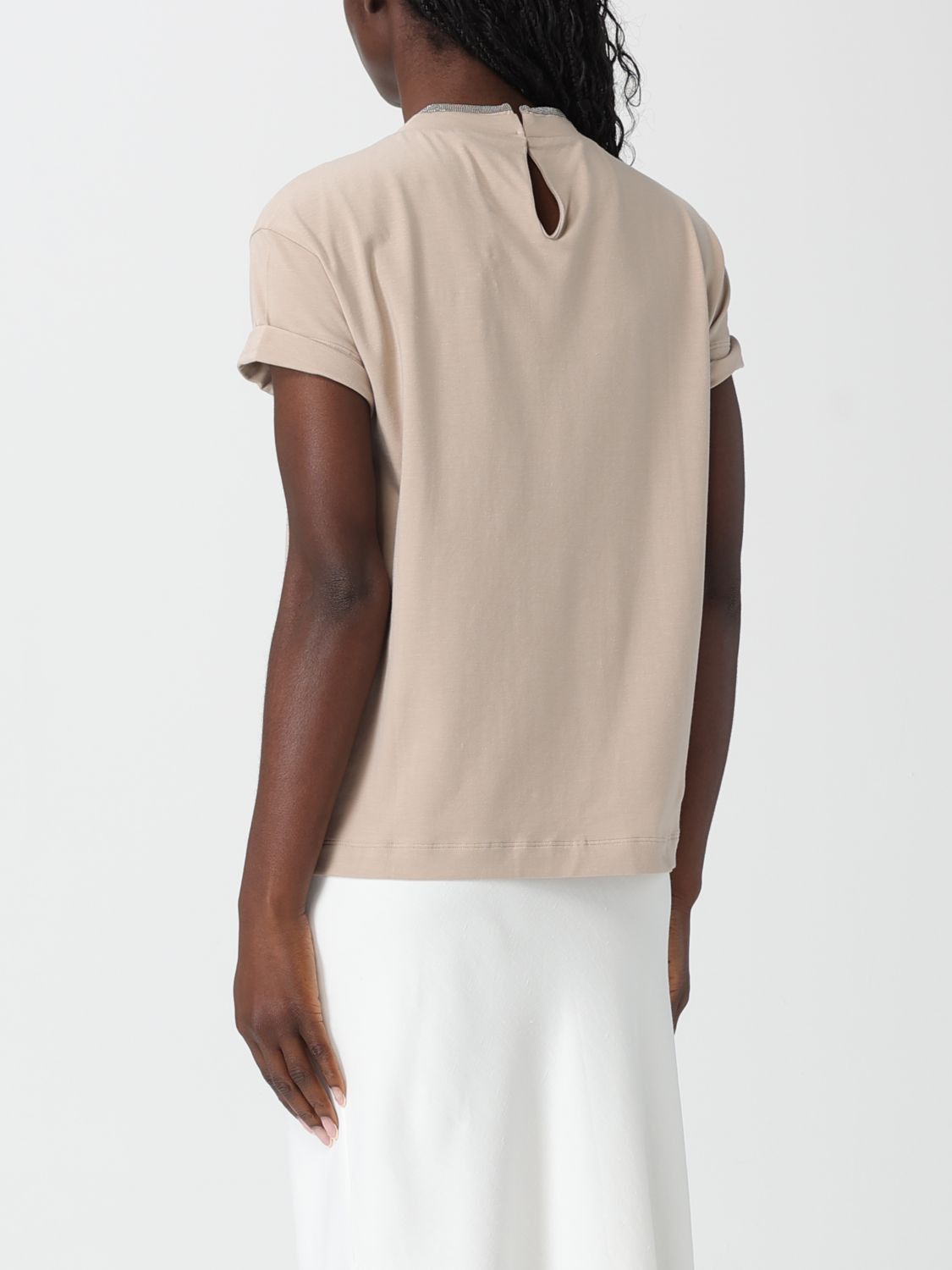 Brunello Cucinelli Brunello Cucinelli T-Shirt Woman Beige Size S / US 4 / IT 40 - 3 Thumbnail