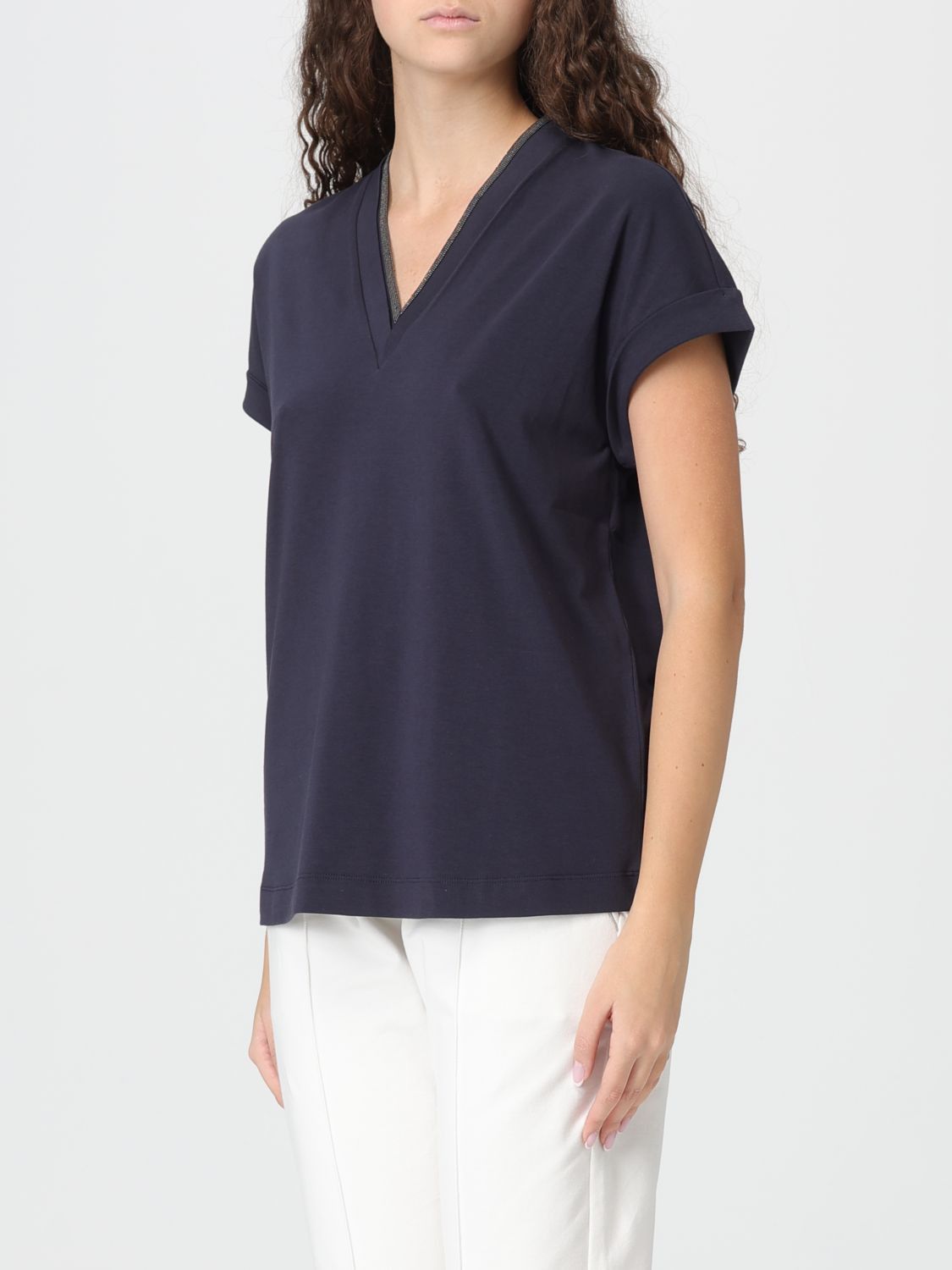Brunello Cucinelli Brunello Cucinelli T-Shirt Woman Blue Size S / US 4 / IT 40 - 4 Thumbnail