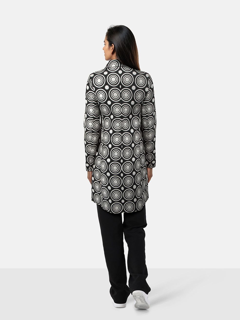 agnes b. Black & Silver Circle Pattern Coat Size M / US 6-8 / IT 42-44 - 2 Thumbnail