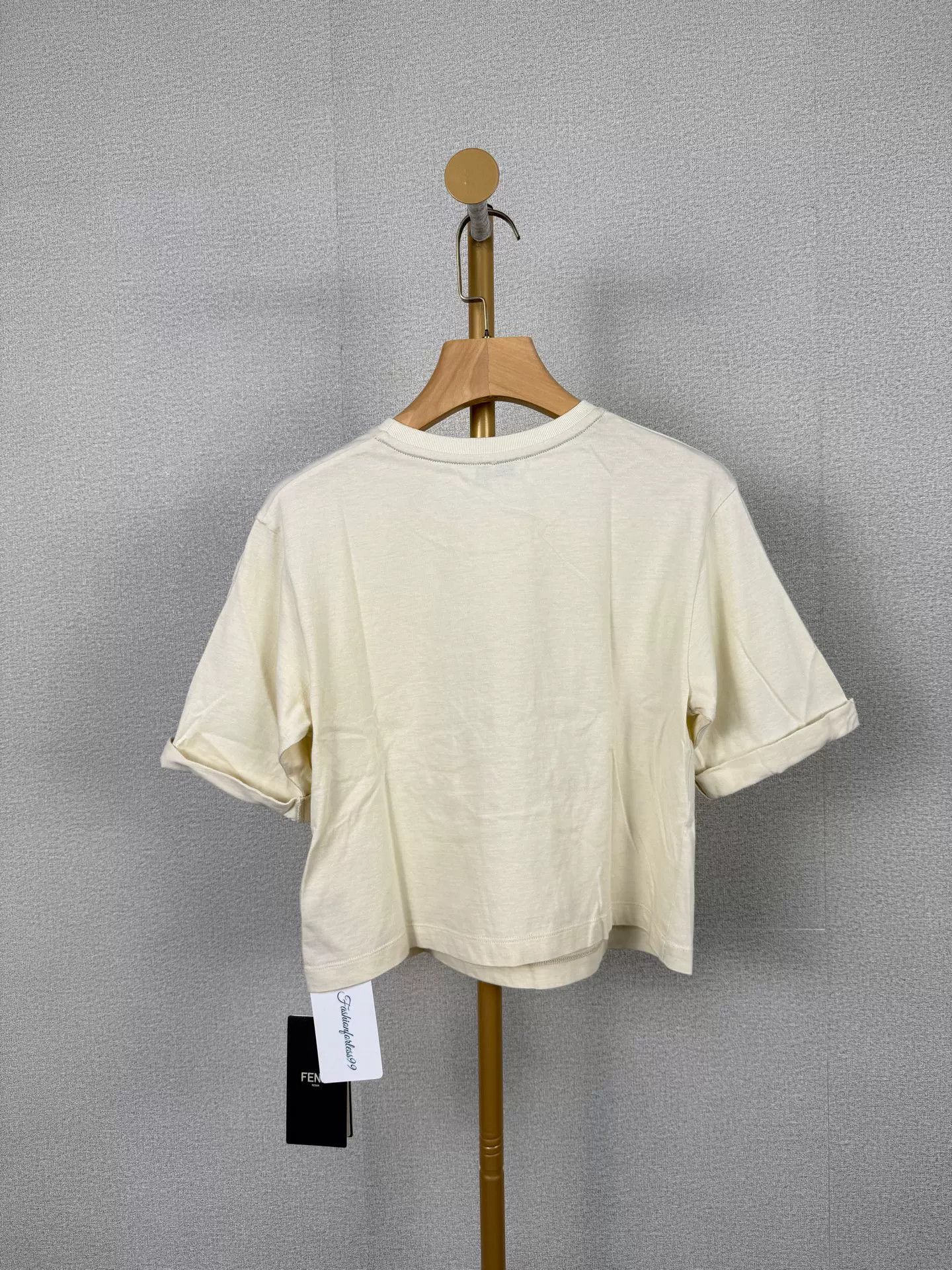 Fendi FENDI Beige Double F Short Sleeve T-Shirt Size US XXS / EU 40 - 2 Thumbnail