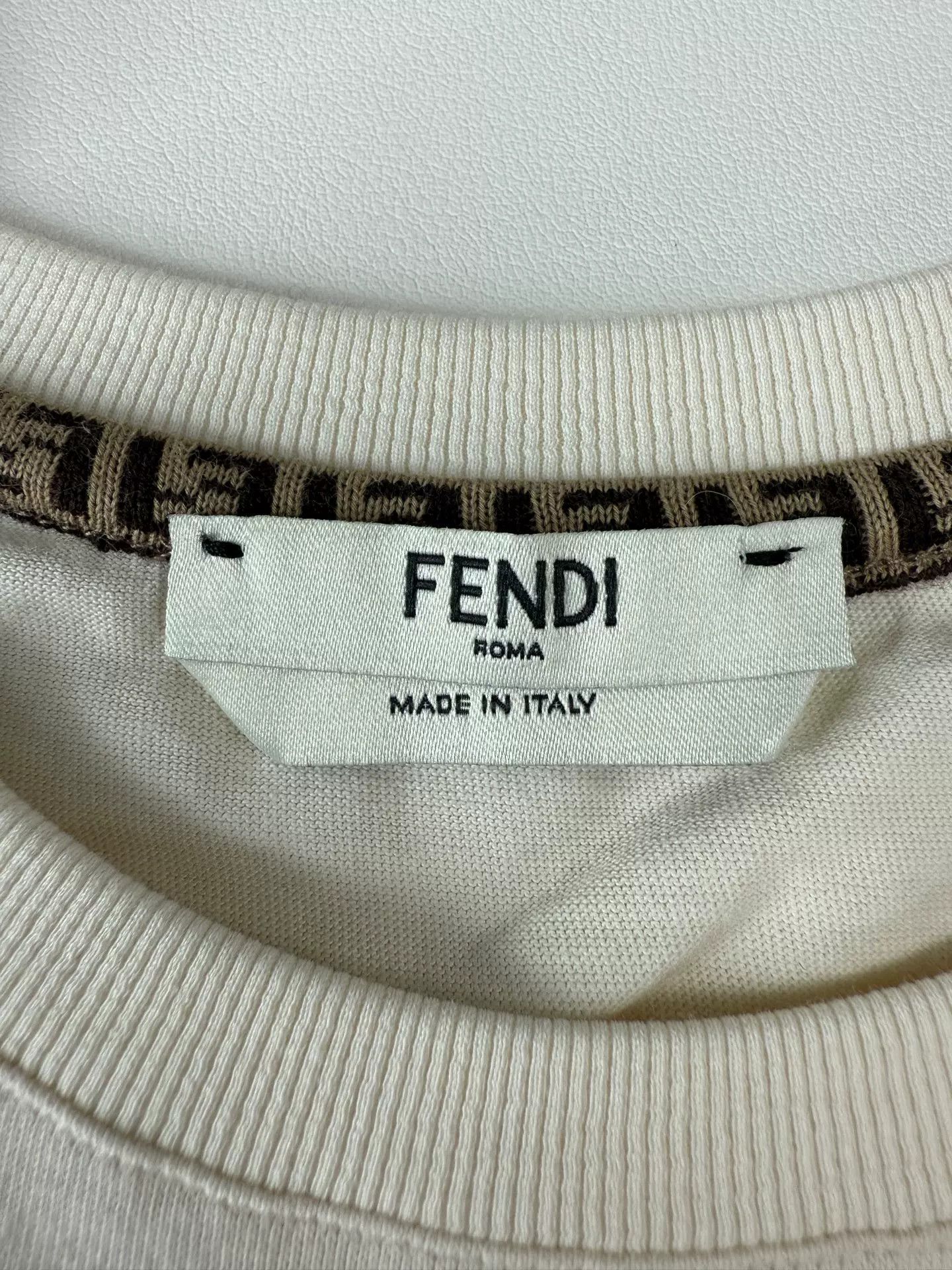 Fendi FENDI Beige Double F Short Sleeve T-Shirt Size US XXS / EU 40 - 3 Thumbnail