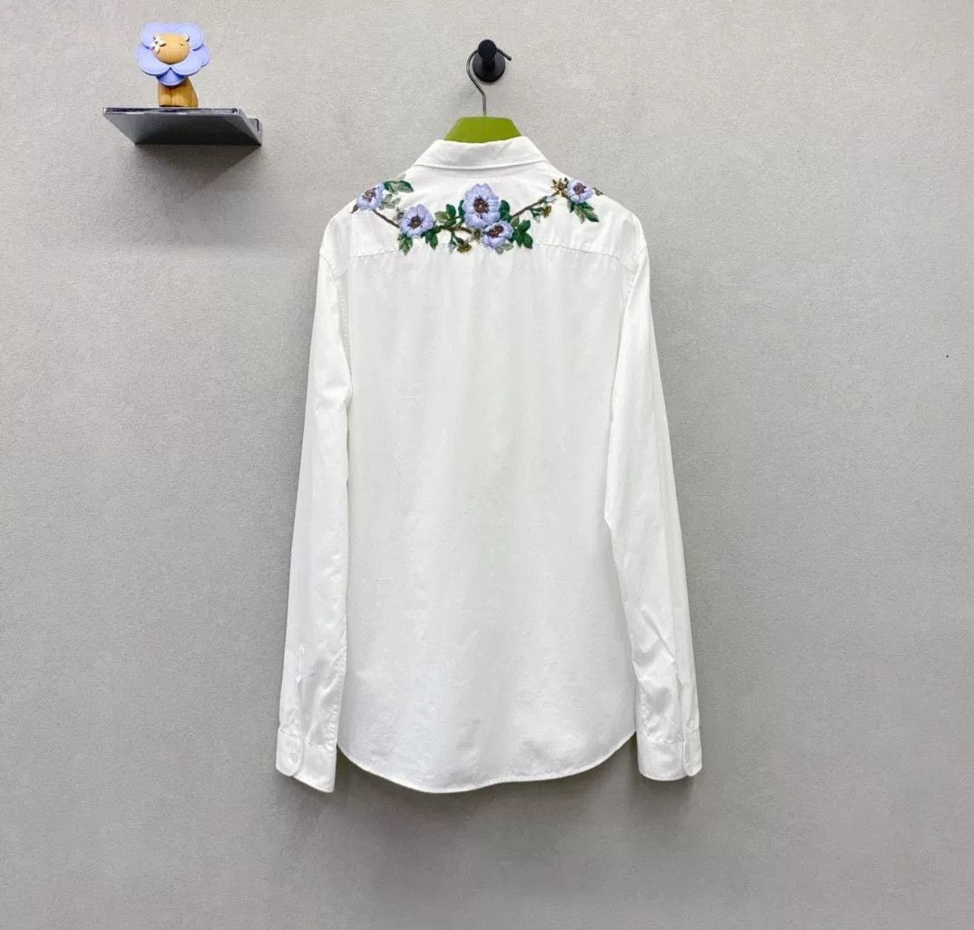 Gucci Gucci White Floral Embroidered Shirt Size US XL / EU 56 / 4 - 2 Thumbnail