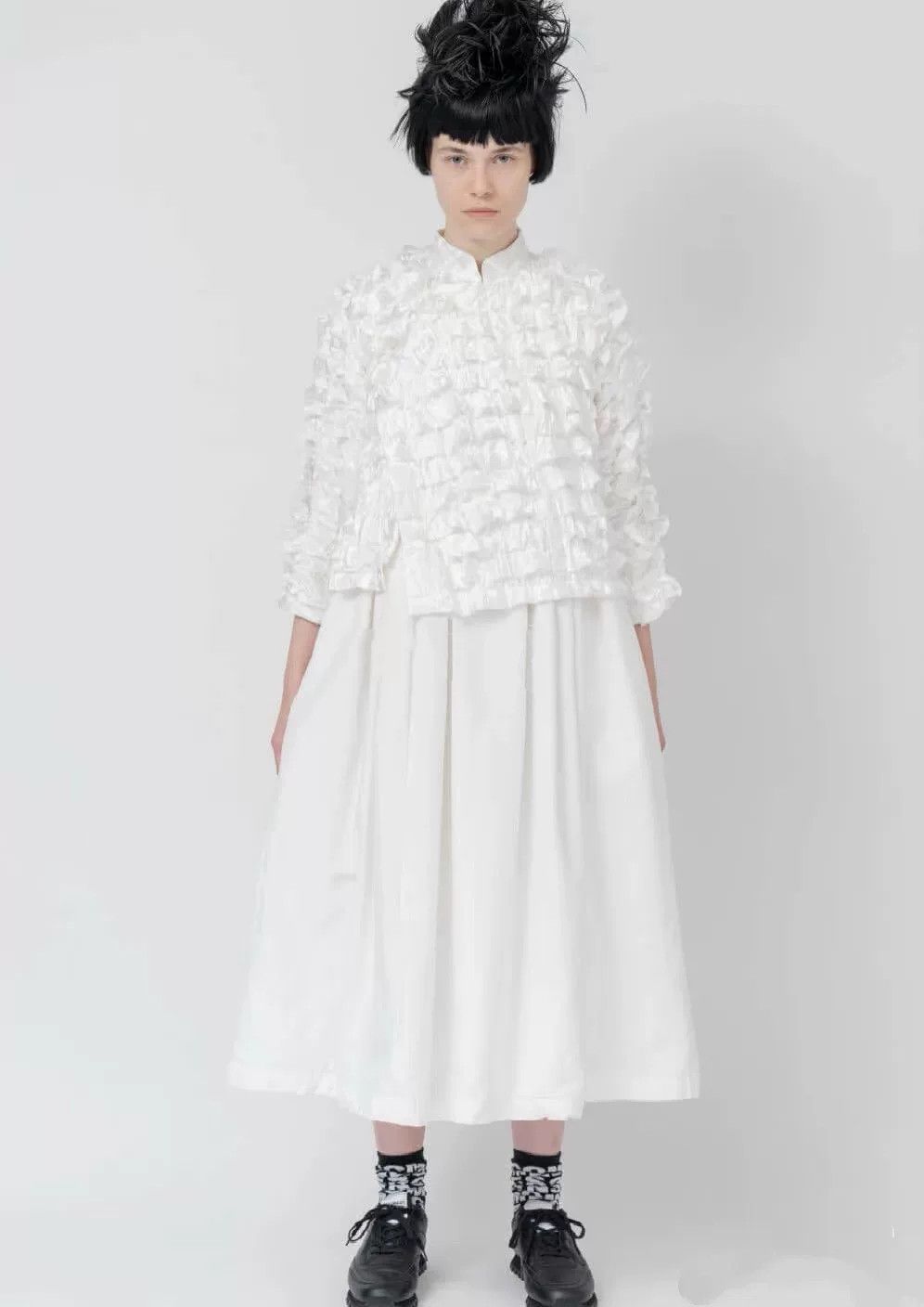 Comme des Garcons CDG comcom Floral Embroidered Mandarin Collar Dress Size US 26 / EU 42 - 6 Thumbnail
