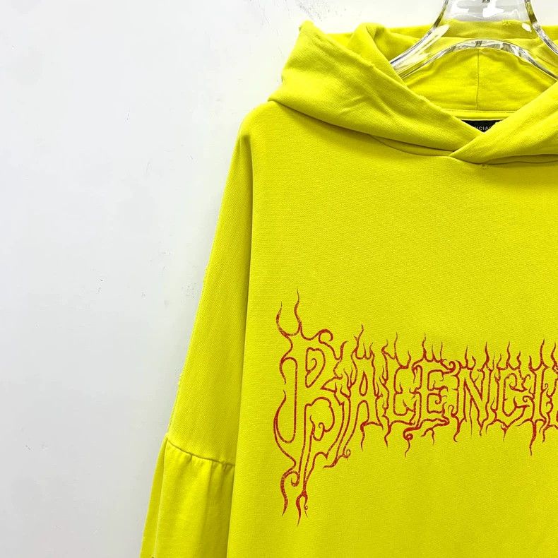 Balenciaga Balenciaga Yellow Logo Flame Print Hoodie Size US M / EU 48-50 / 2 - 3 Thumbnail