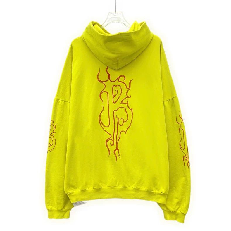 Balenciaga Balenciaga Yellow Logo Flame Print Hoodie Size US M / EU 48-50 / 2 - 2 Thumbnail