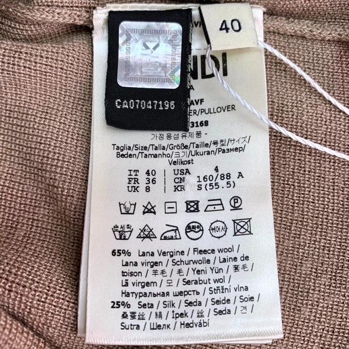Fendi Fendi Brown Logo Embroidered Wool Knit Top Size US M / EU 48-50 / 2 - 7 Thumbnail