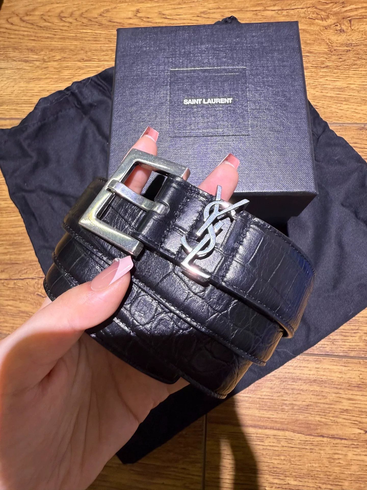 Yves Saint Laurent YSL Men's Crocodile Pattern Belt Size ONE SIZE - 3 Thumbnail
