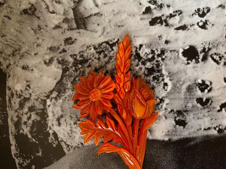 Vintage 1980s Kenzo Gerbera Brooch & Earclip Set Size ONE SIZE - 4 Thumbnail