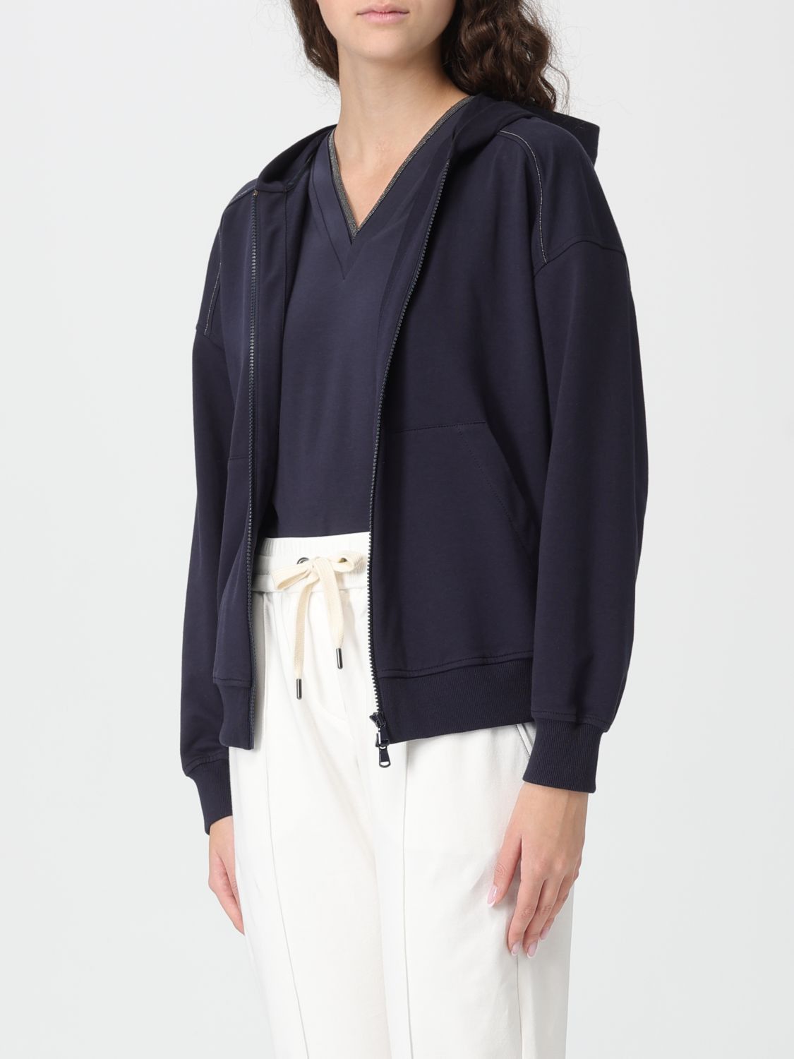 Brunello Cucinelli Brunello Cucinelli Sweatshirt Woman Blue Size XL / US 12-14 / IT 48-50 - 4 Thumbnail